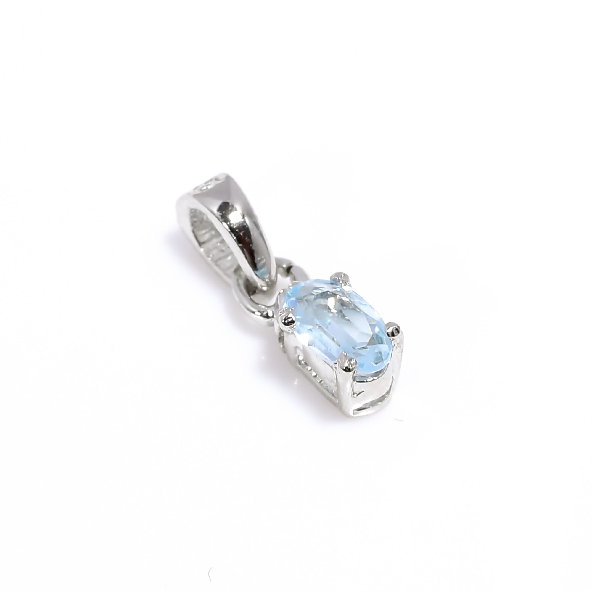 Sky Blue Topaz Pendant: Handmade 925 Silver Minimalist Jewelry