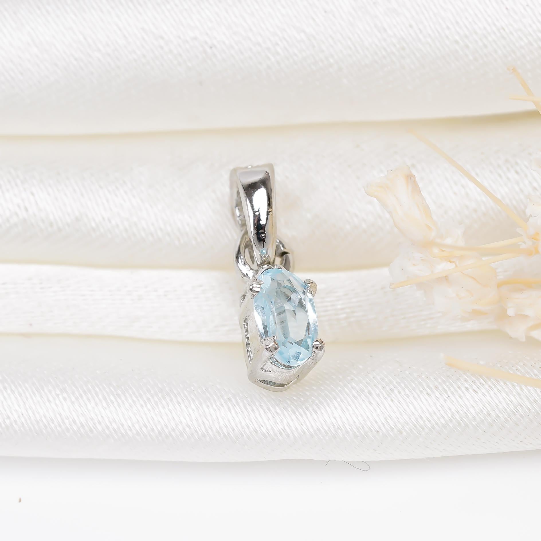 Sky Blue Topaz Pendant: Handmade 925 Silver Minimalist Jewelry