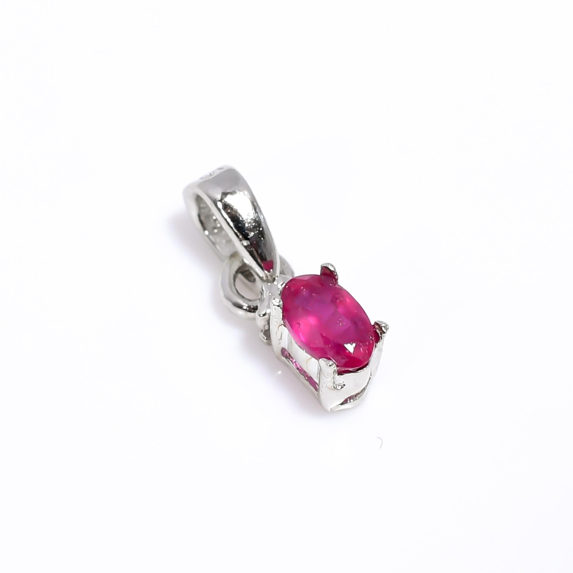 Pink Ruby Gemstone Pendant: Handmade 925 Sterling Silver Oval Jewelry