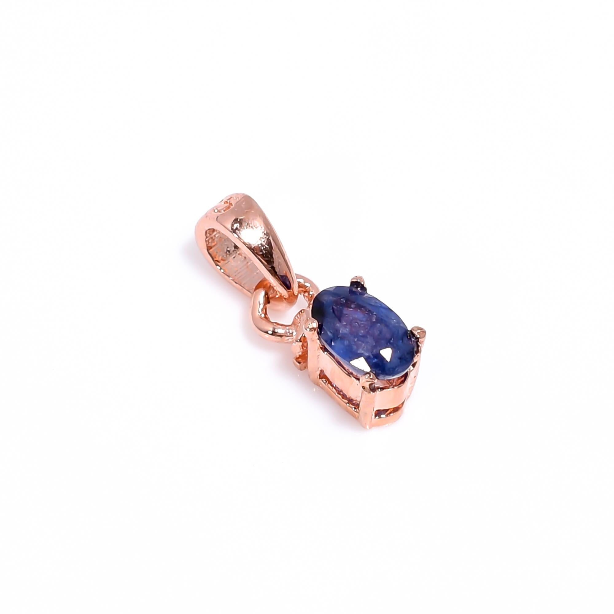 Handmade Blue Sapphire Pendant: 925 Sterling Silver Jewelry