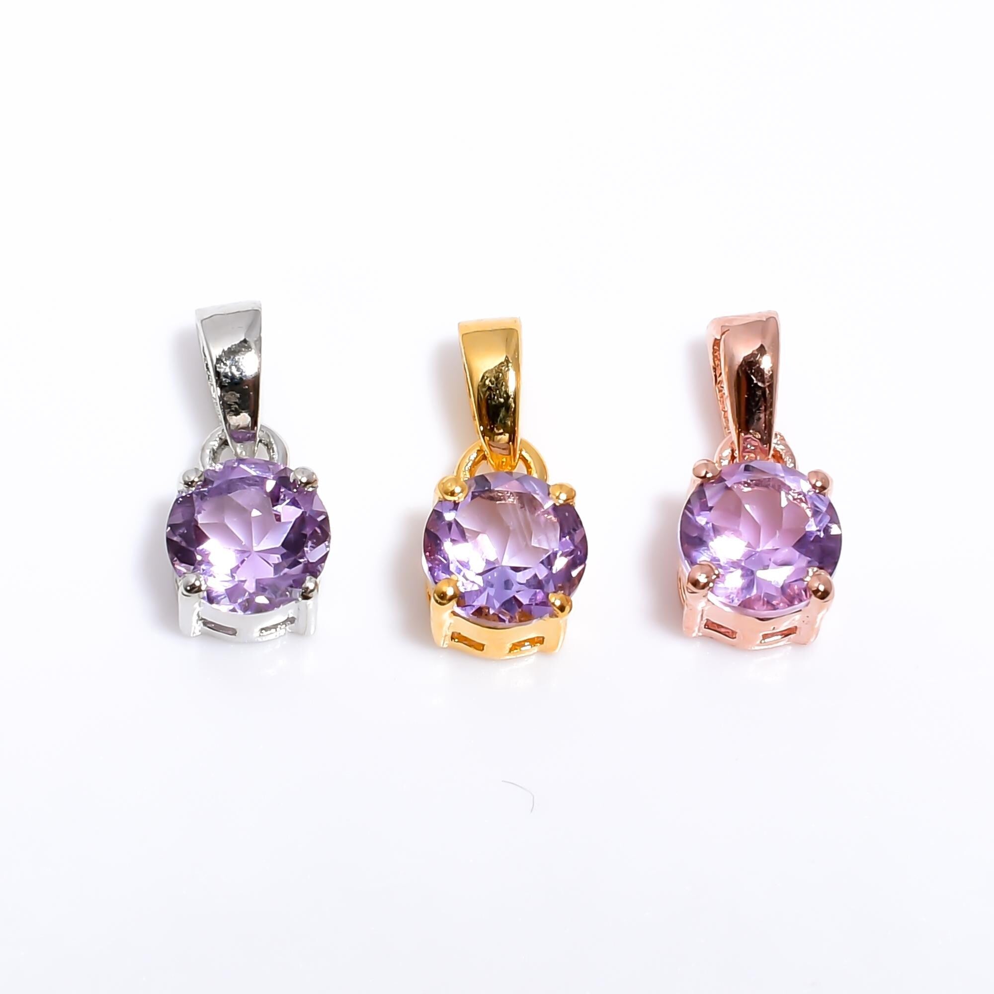 Pink Amethyst Pendant: 925 Sterling Silver & Gold Boho Jewelry