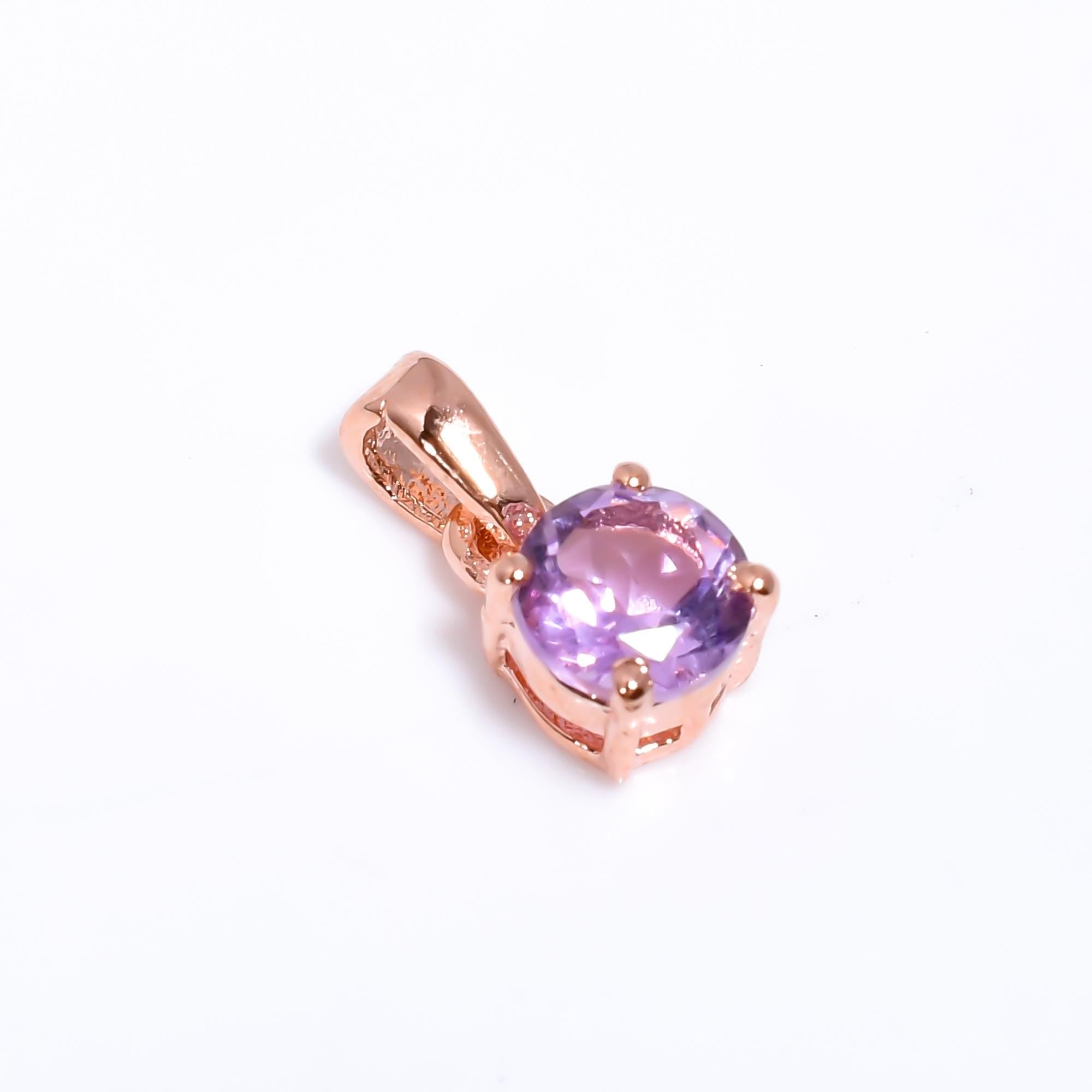Pink Amethyst Pendant: 925 Sterling Silver & Gold Boho Jewelry