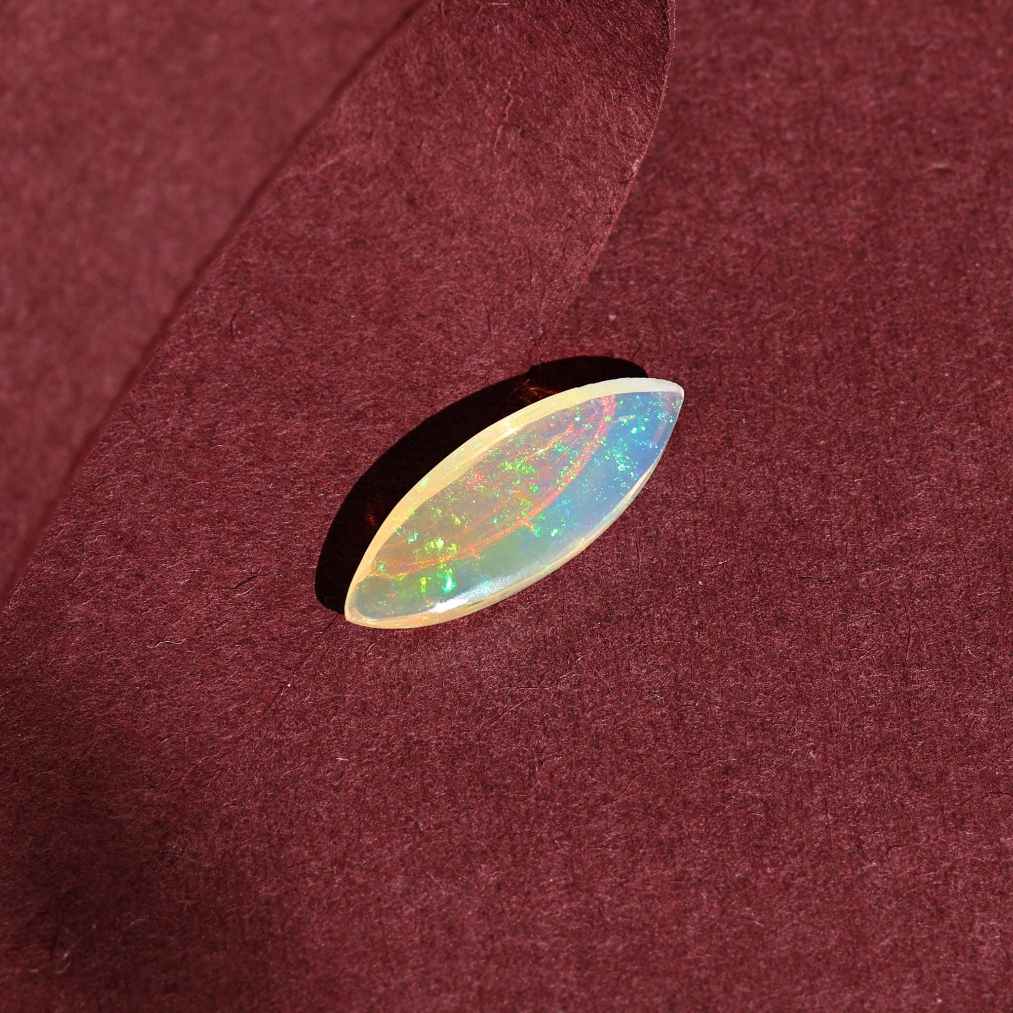 2.50 Carat Ethiopian Opal Cabochon: Marquise White Fire Opal Gemstone