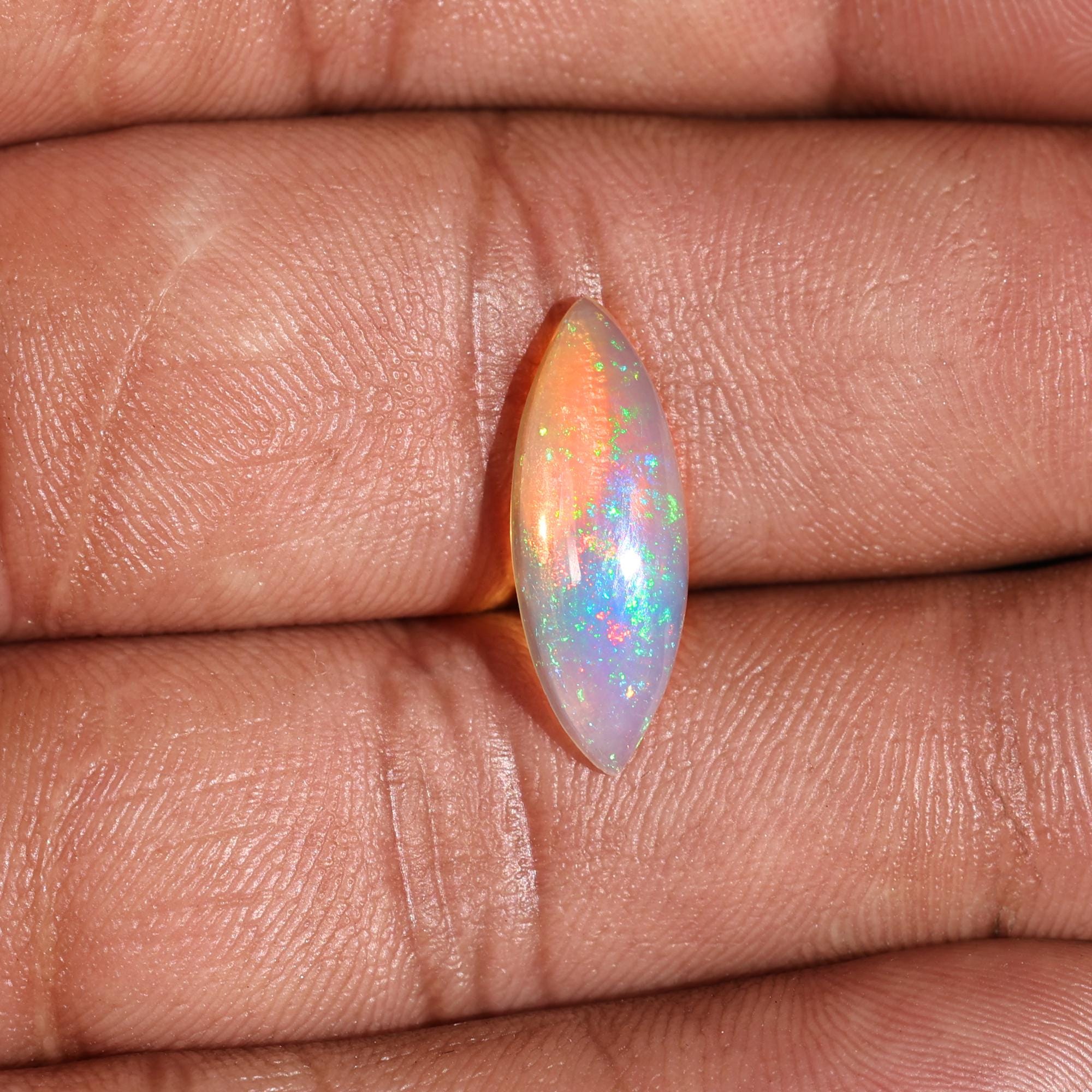 2.50 Carat Ethiopian Opal Cabochon: Marquise White Fire Opal Gemstone