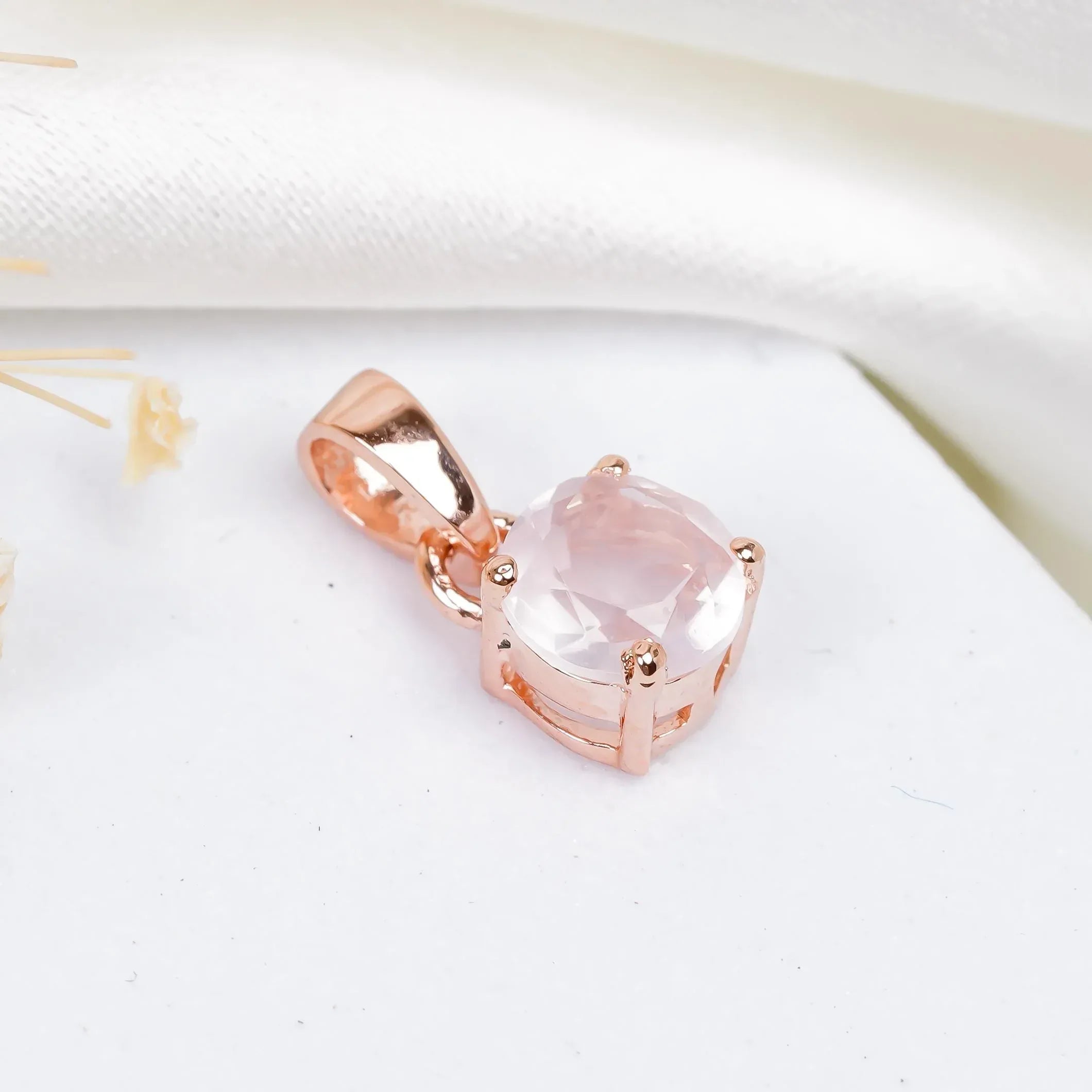 Rose Quartz Pendant: Handmade Sterling Silver Round Stone Jewelry Jewelry