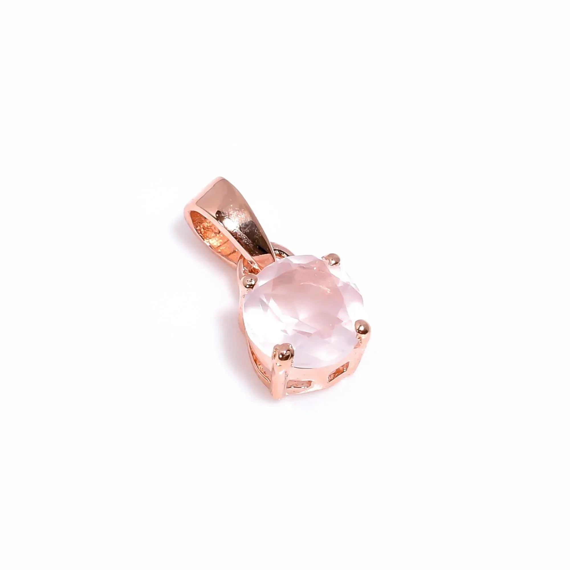 Rose Quartz Pendant: Handmade Sterling Silver Round Stone Jewelry Jewelry