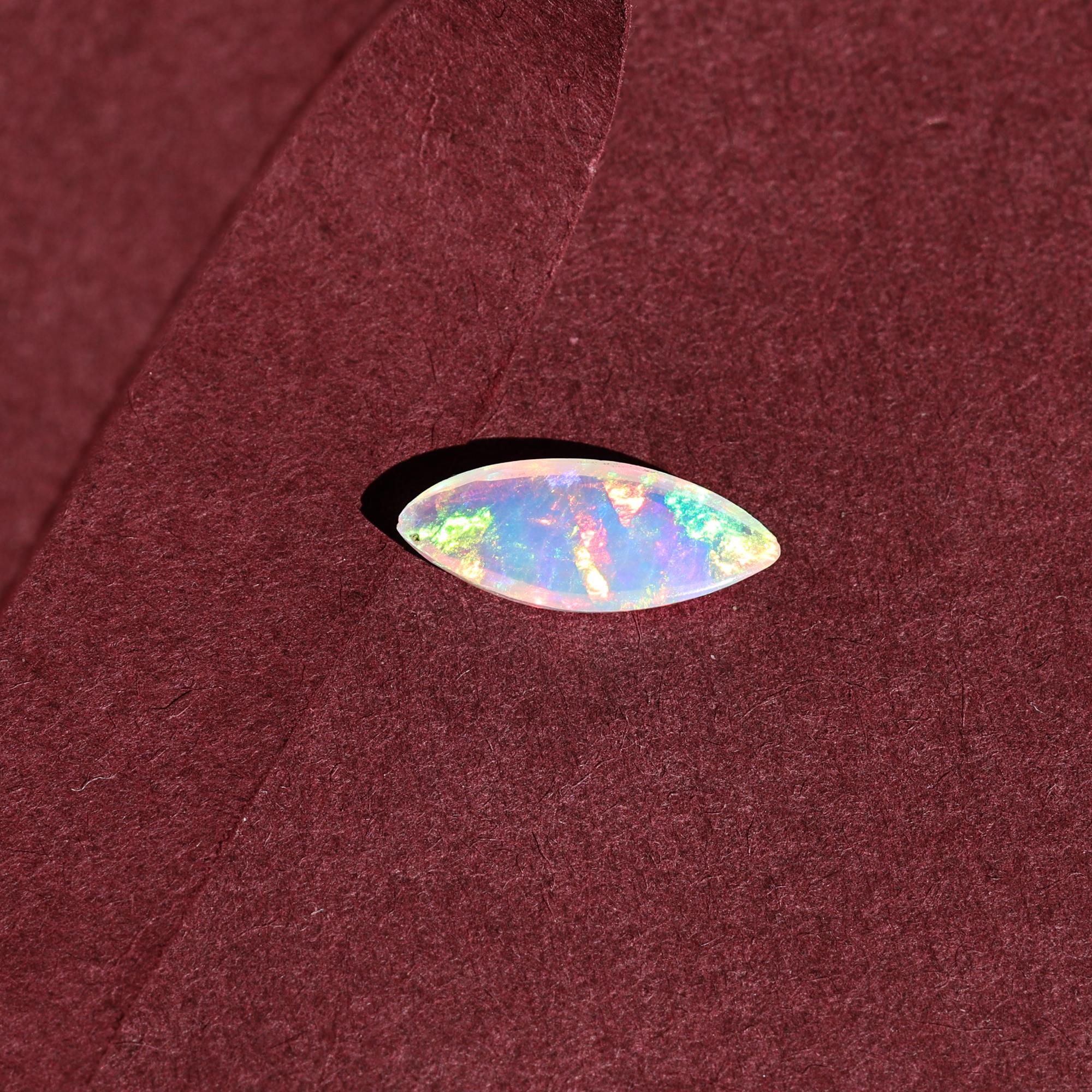 Ethiopian Welo Opal Cabochon: Natural Blue Fire Marquise Gemstone, 1.26 Carat