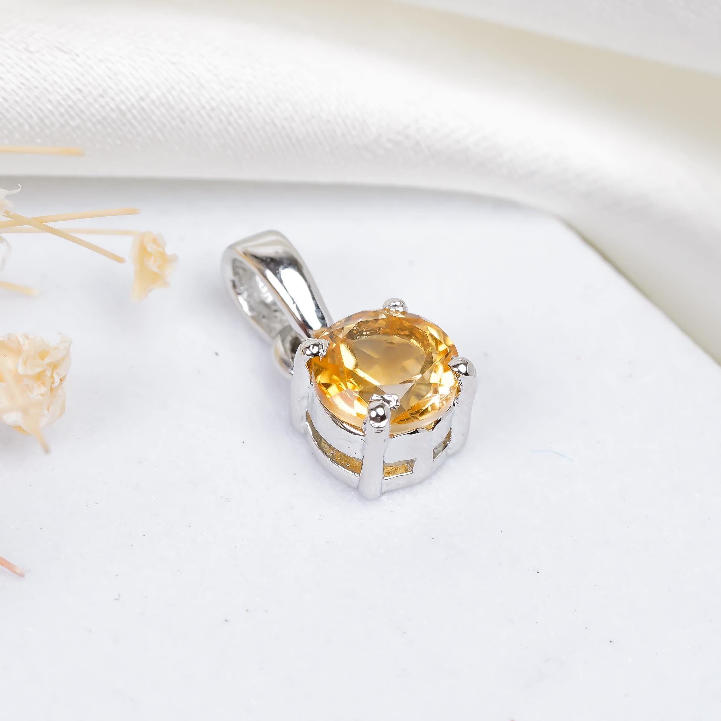 Citrine Pendant Necklace: 925 Sterling Silver, Handmade Gemstone Jewelry