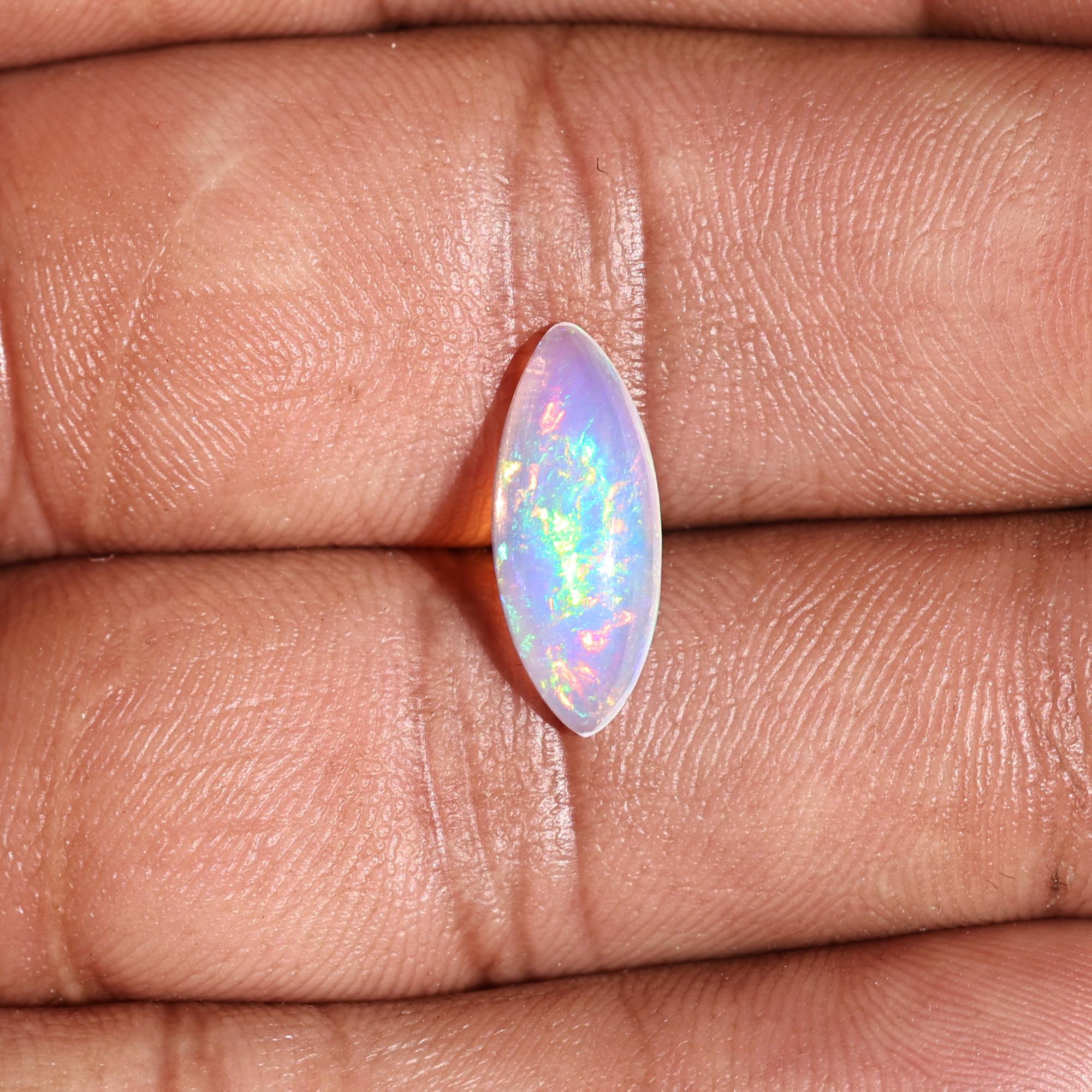 1.90 Carat White Ethiopian Opal Cabochon: Marquise Gemstone Pendant