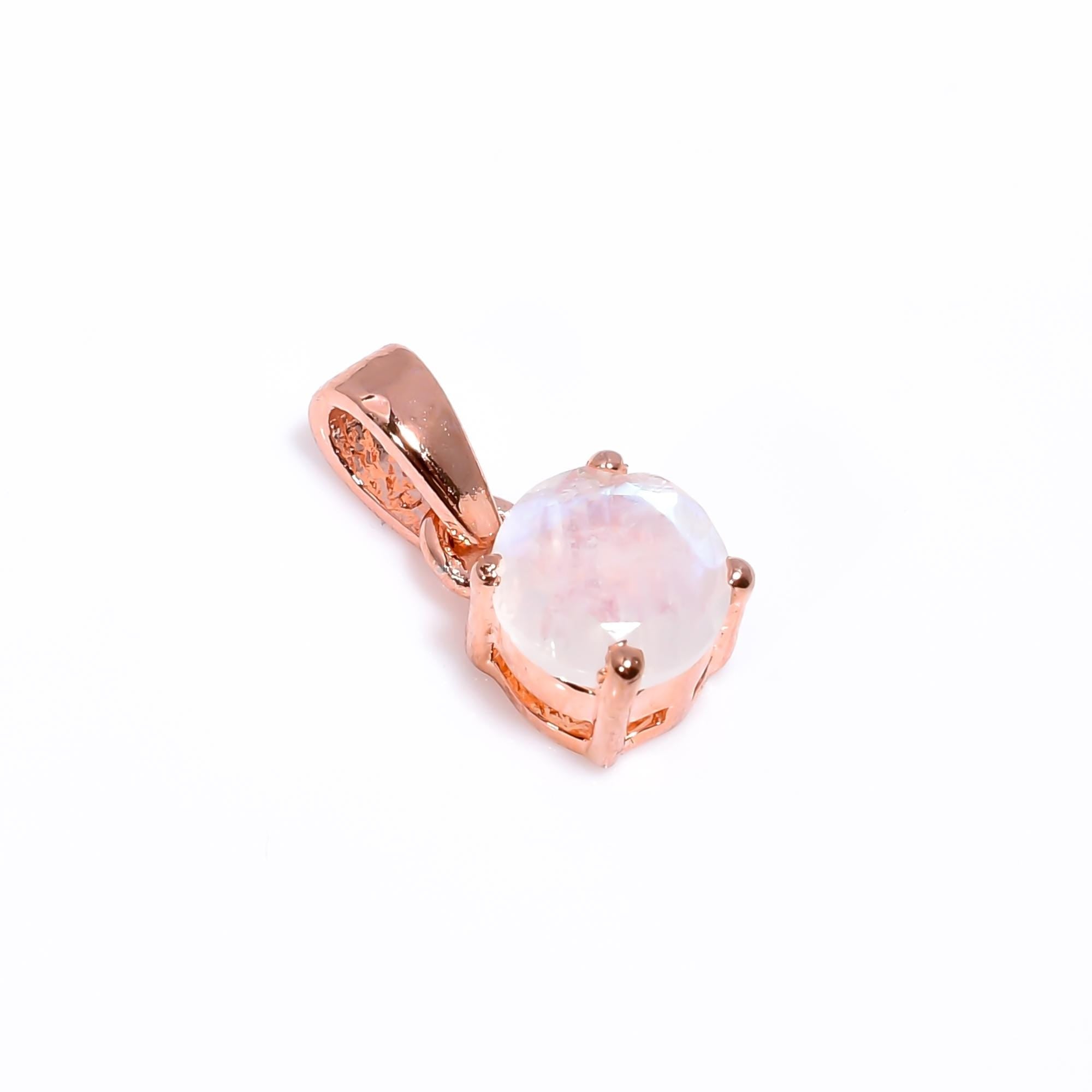 Moonstone Pendant Necklace: 925 Sterling Silver & Rose Gold Accent
