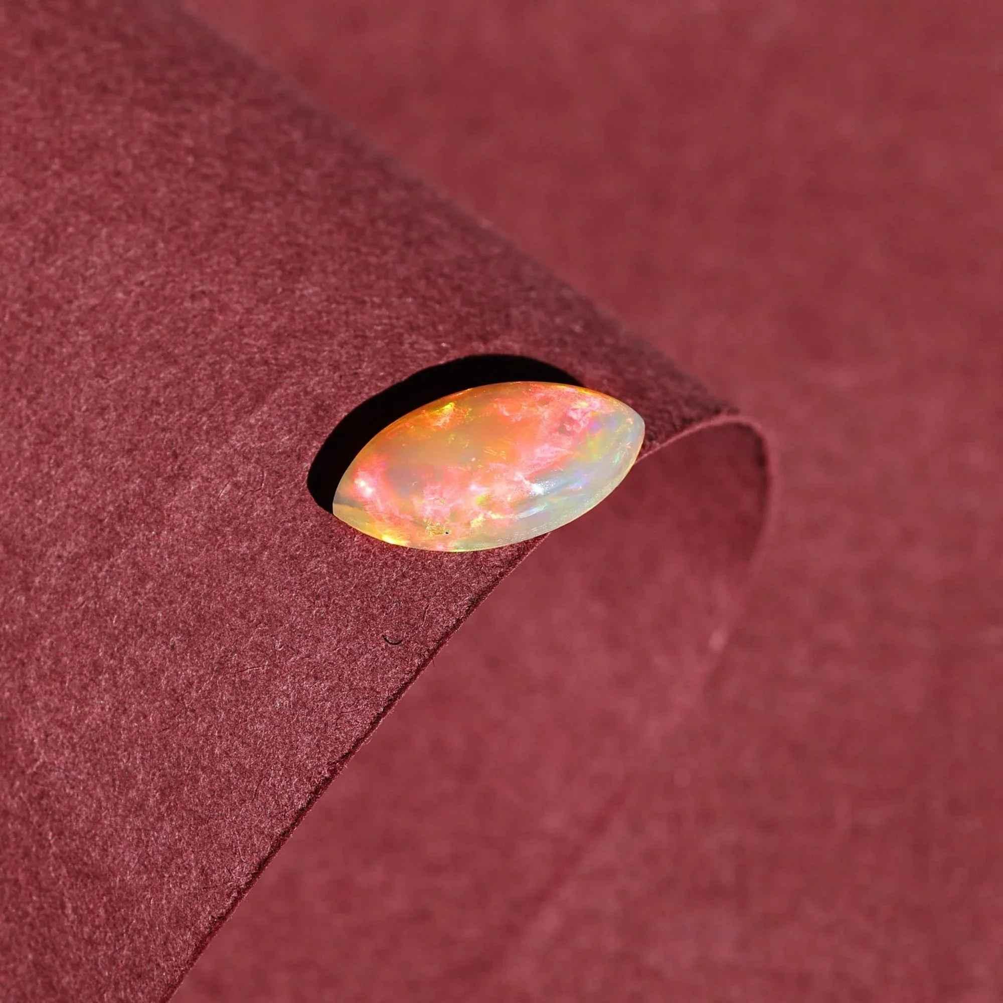 Ethiopian Fire Opal Cabochon: 2.10 Carat Marquise Gemstone loose gemstones