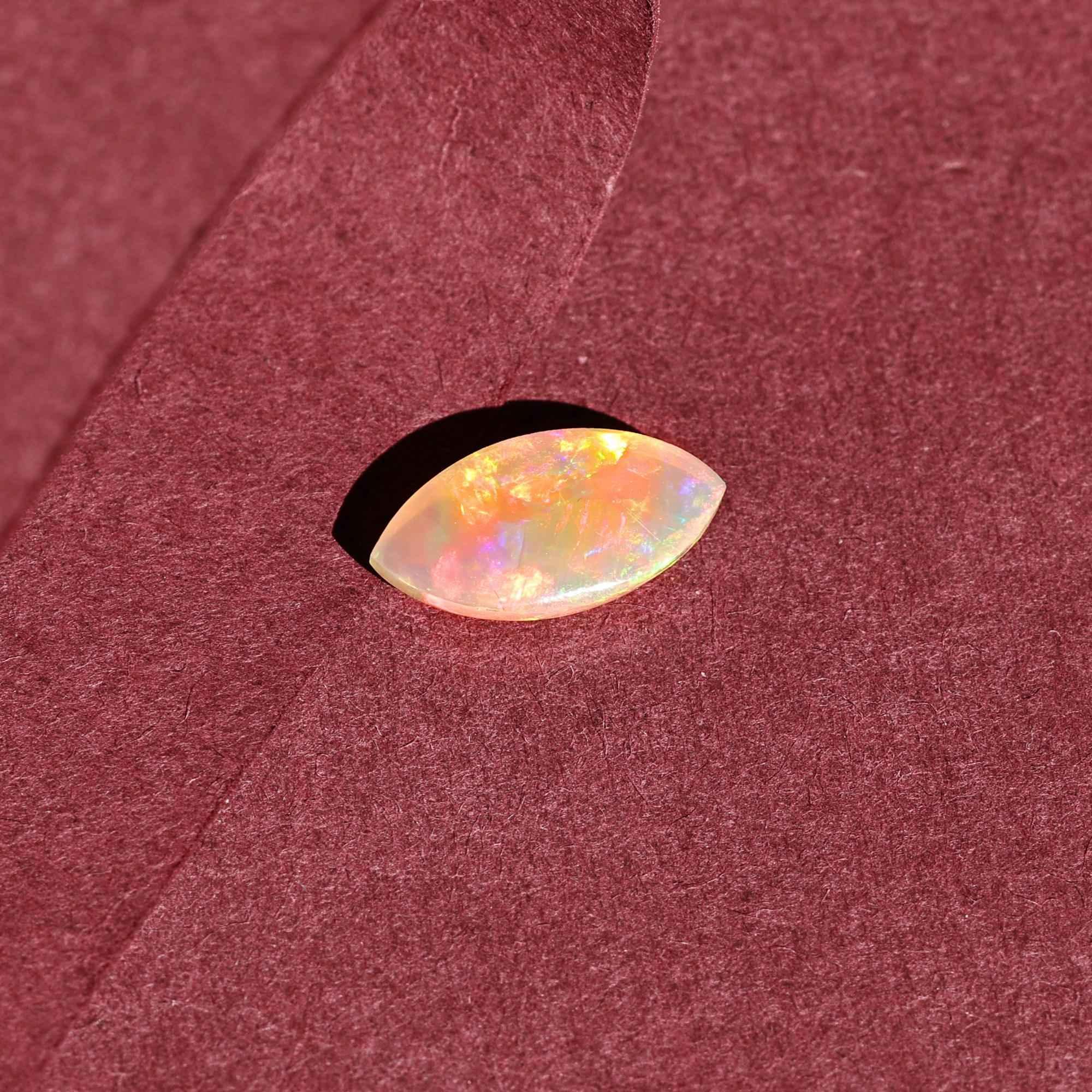 Ethiopian Fire Opal Cabochon: 2.10 Carat Marquise Gemstone loose gemstones