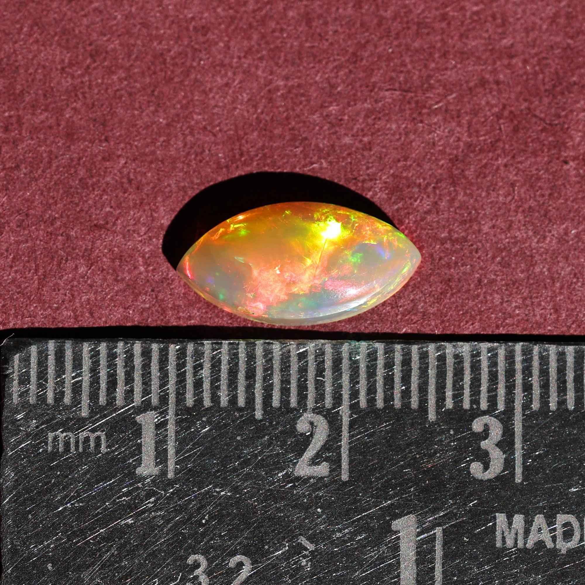 Ethiopian Fire Opal Cabochon: 2.10 Carat Marquise Gemstone loose gemstones