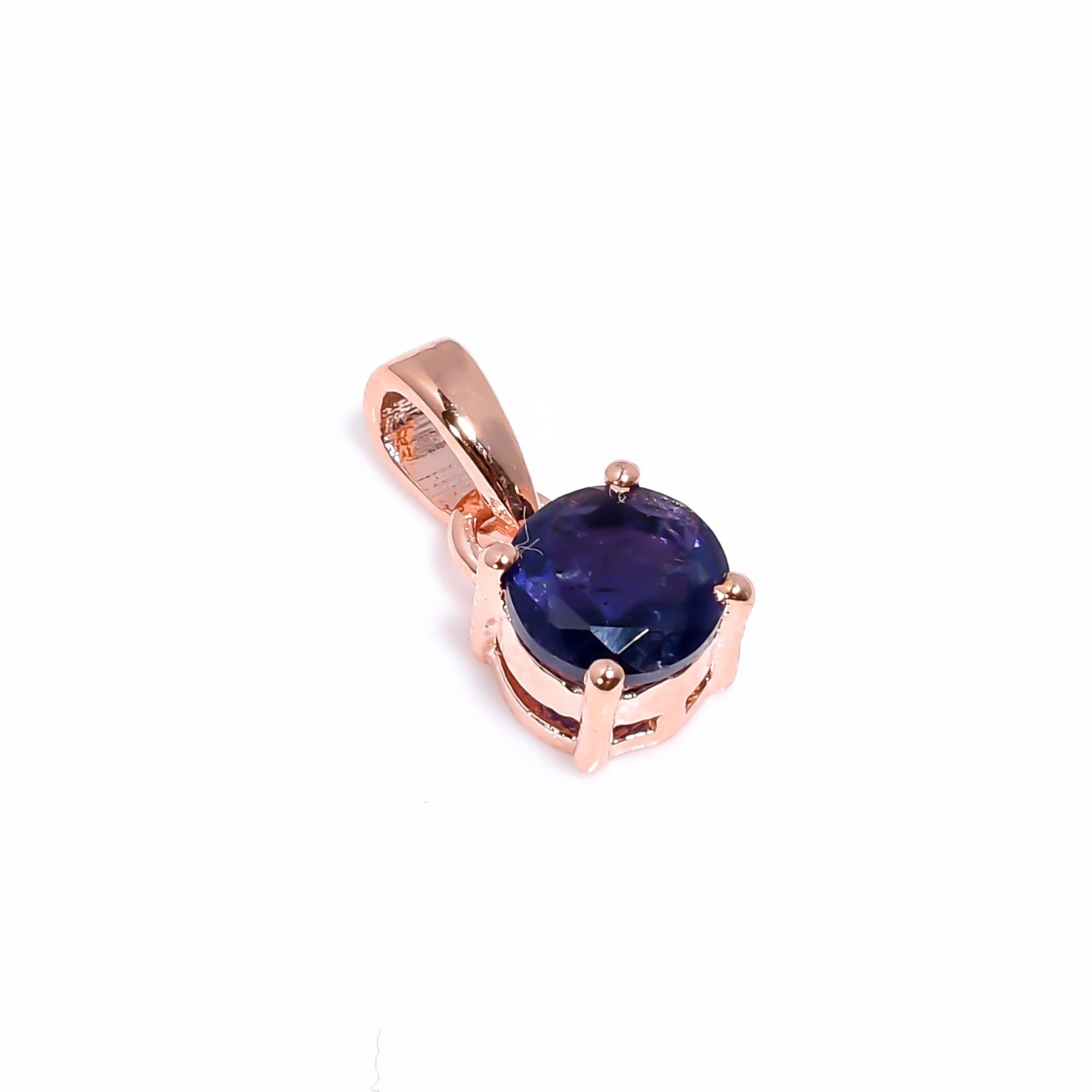Iolite Gemstone Pendant: 925 Sterling Silver, 6mm Round Jewelry