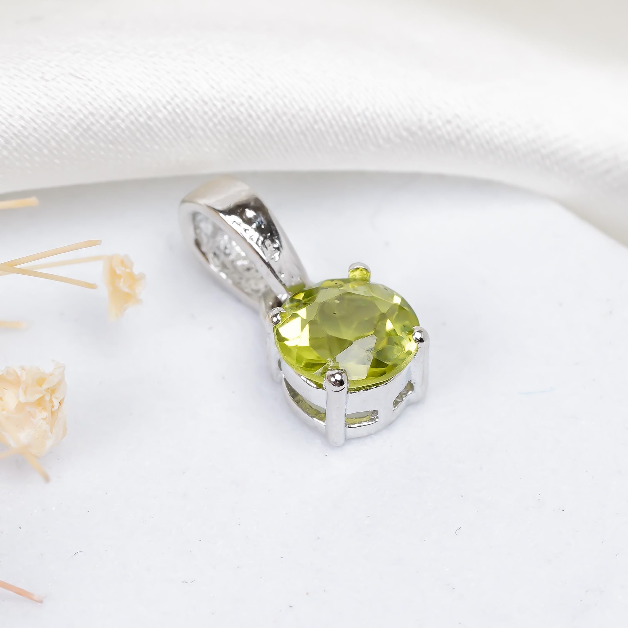 Peridot Pendant: Handmade Sterling Silver August Birthstone Necklace