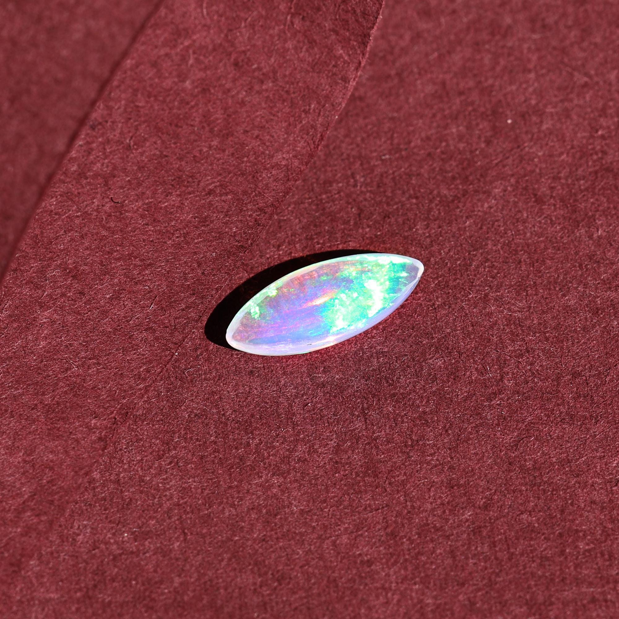 1.52 Carat White Ethiopian Opal Cabochon: Rainbow Fire Gemstone, Jewelry Making