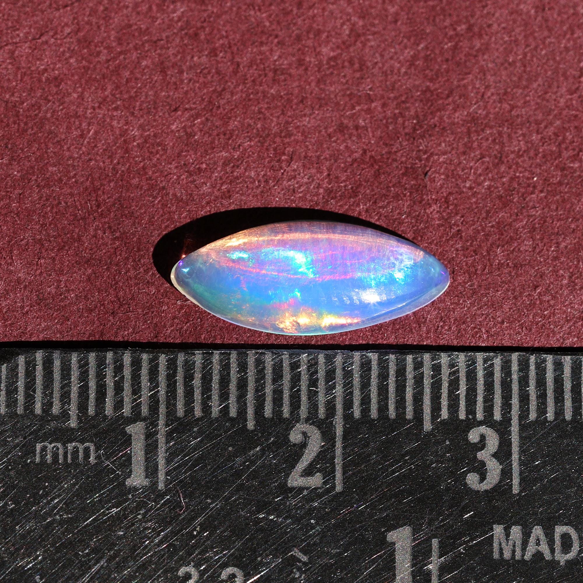 1.52 Carat White Ethiopian Opal Cabochon: Rainbow Fire Gemstone, Jewelry Making