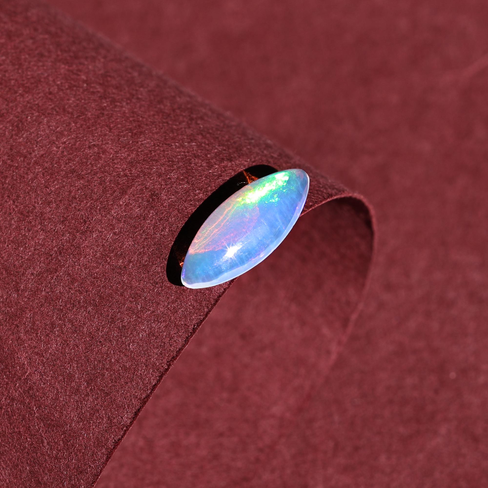 1.52 Carat White Ethiopian Opal Cabochon: Rainbow Fire Gemstone, Jewelry Making