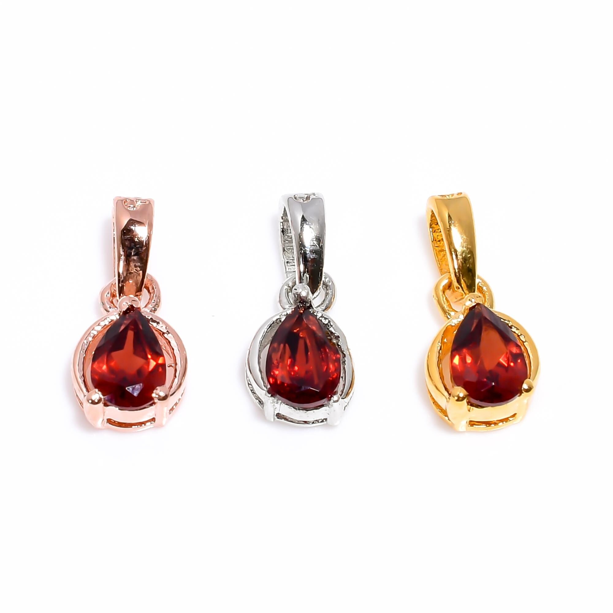 Dainty Garnet Teardrop Pendant: Sterling Silver January Birthstone Necklace