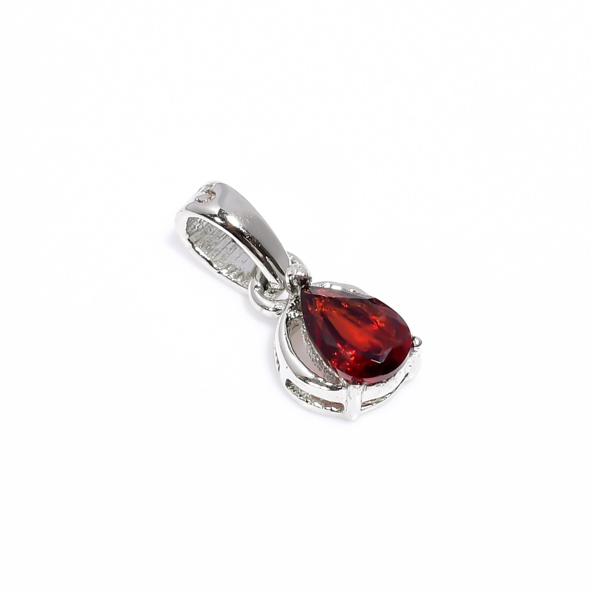 Dainty Garnet Teardrop Pendant: Sterling Silver January Birthstone Necklace
