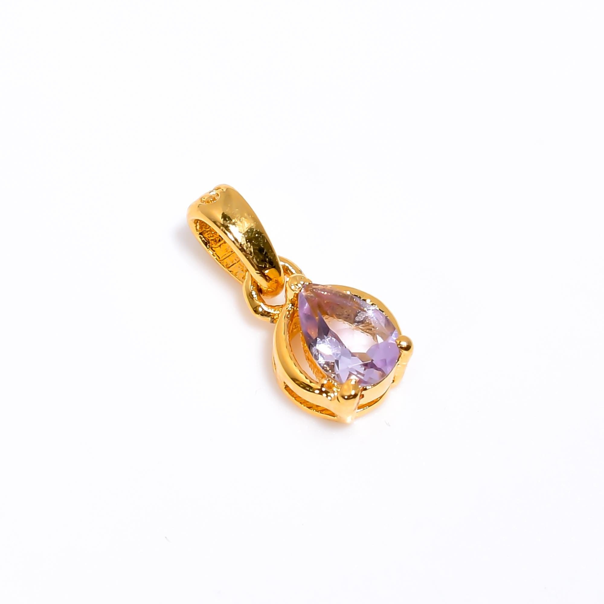 Pink Amethyst Pear Pendant: 925 Sterling Silver February Birthstone