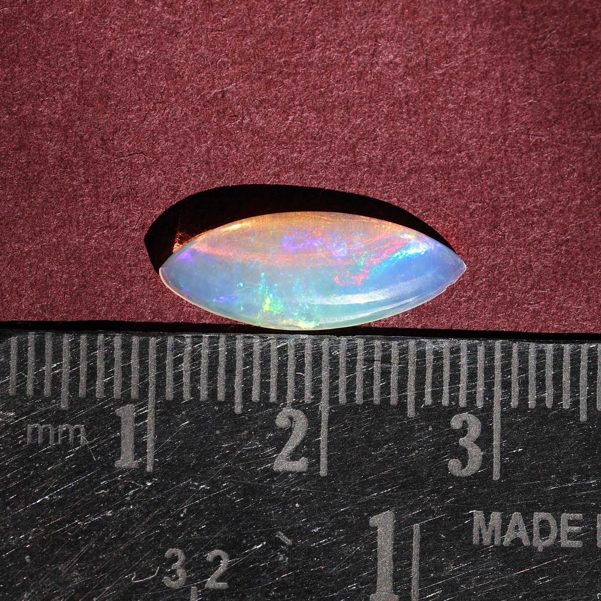 Ethiopian Fire Opal Gemstone: 1.90 Carat Marquise Cabochon