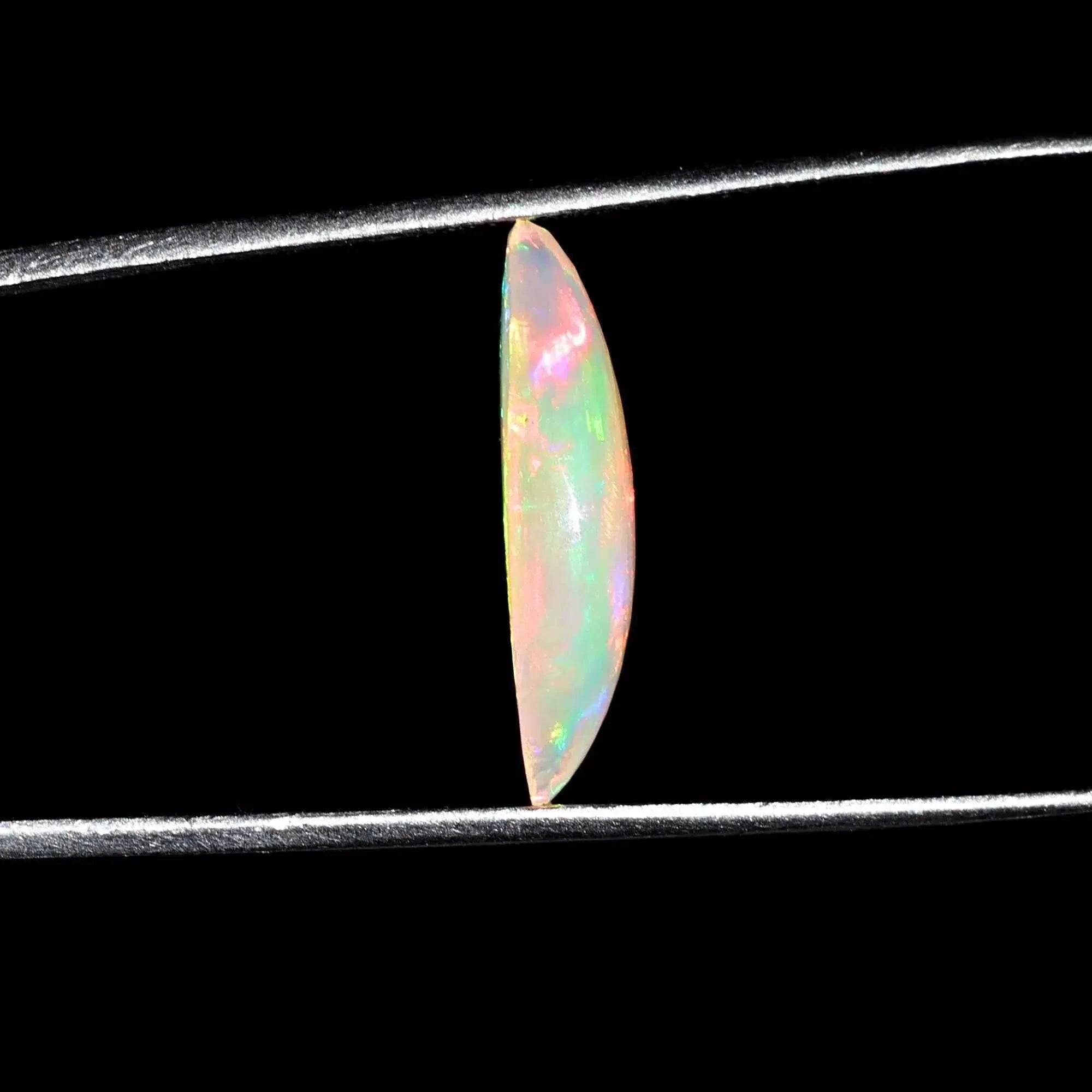 White Fire Ethiopian Opal Cabochon 2.47 Carat Loose Gemstone 7.50x19.00mm loose gemstones