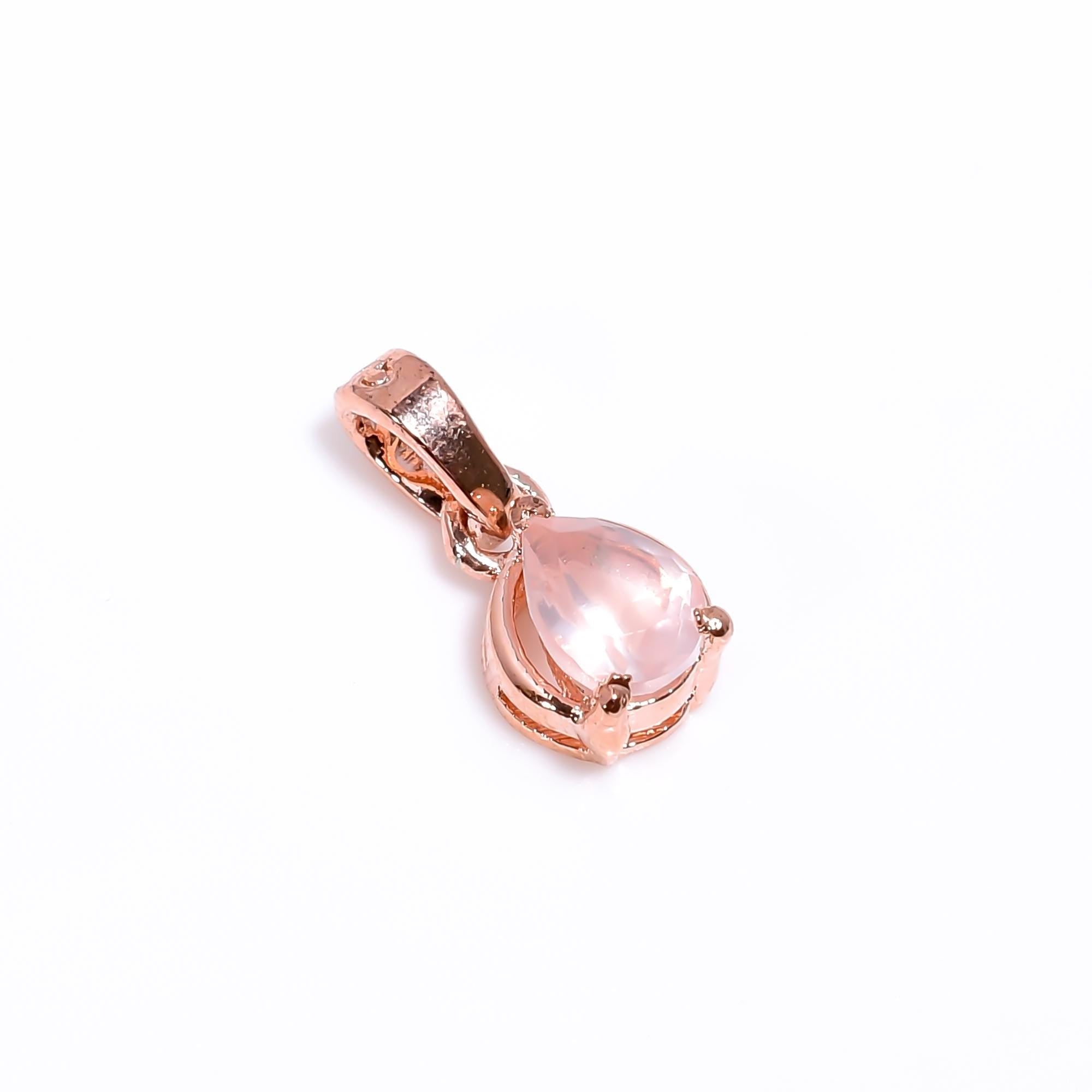 Rose Quartz Pendant: 925 Sterling Silver, Handmade Pear Jewelry