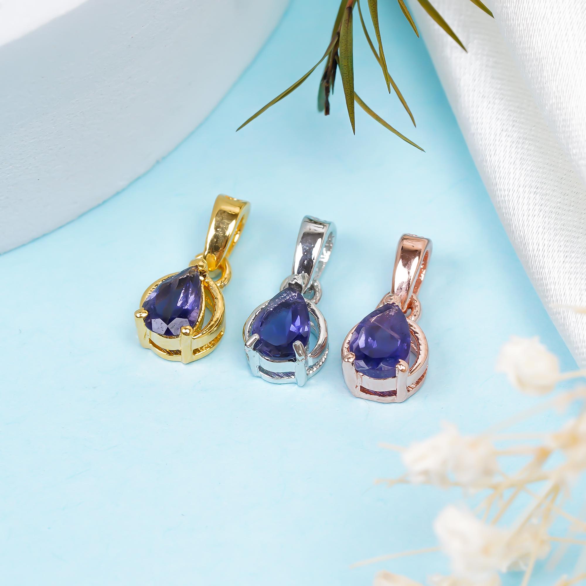 Handmade Iolite 925 Sterling Silver Pendant: Bohemian Gemstone