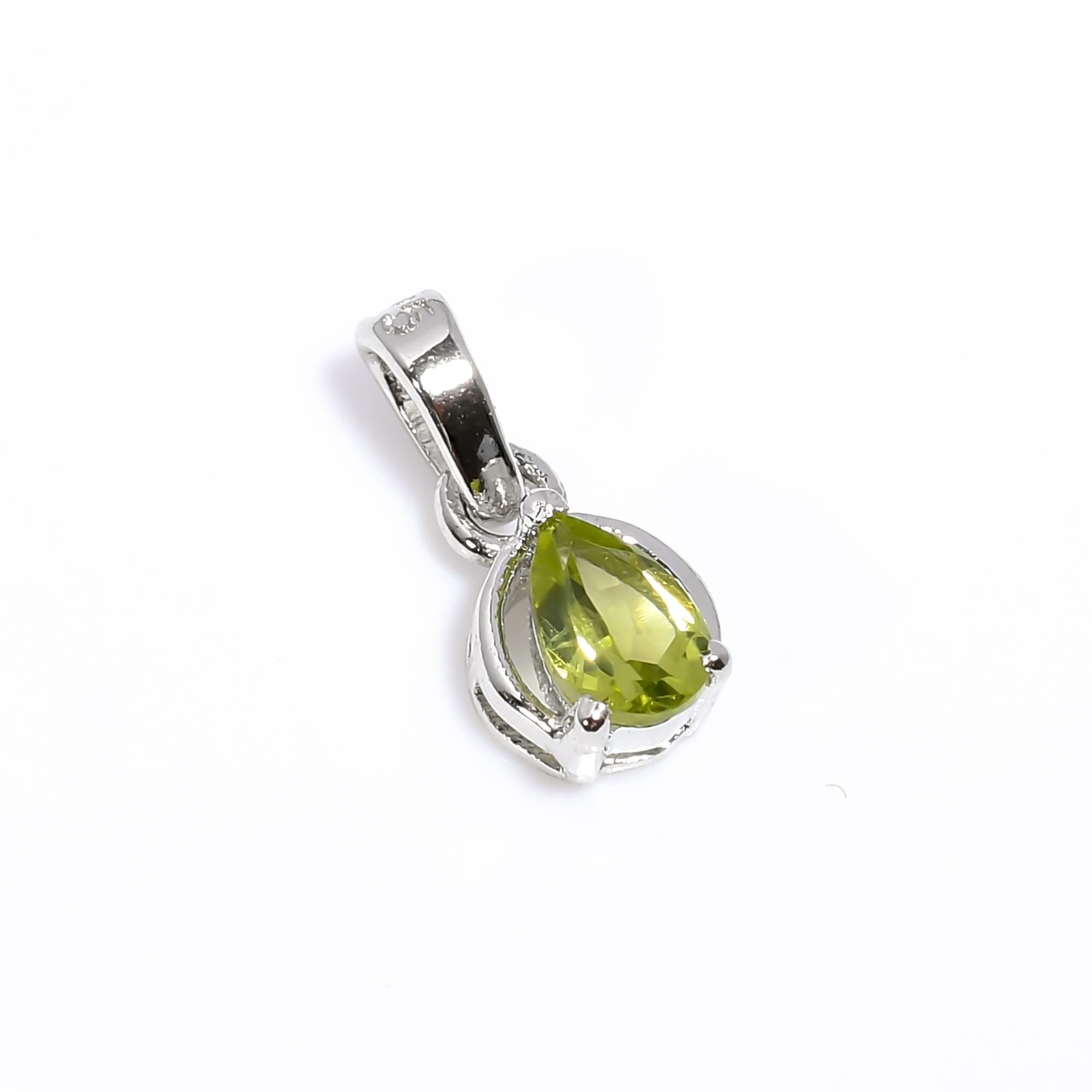 Handmade Peridot Pendant: 925 Sterling Silver Pear Jewelry