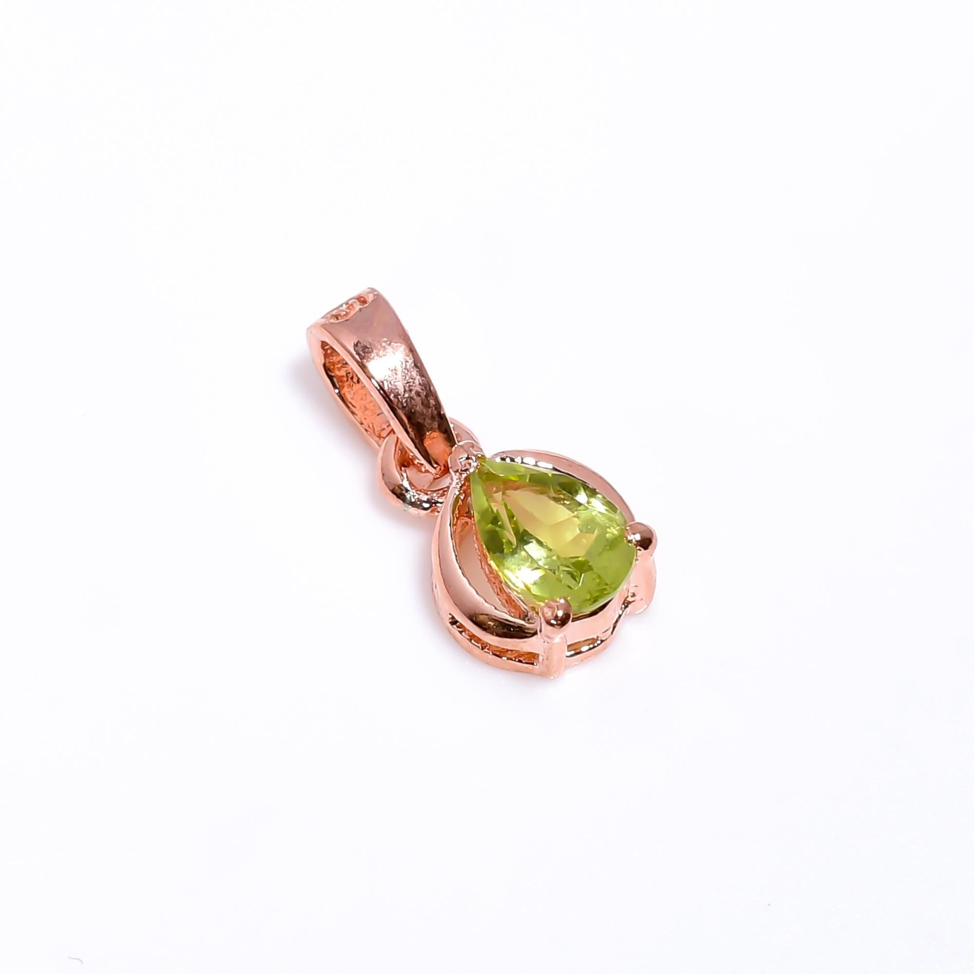 Handmade Peridot Pendant: 925 Sterling Silver Pear Jewelry