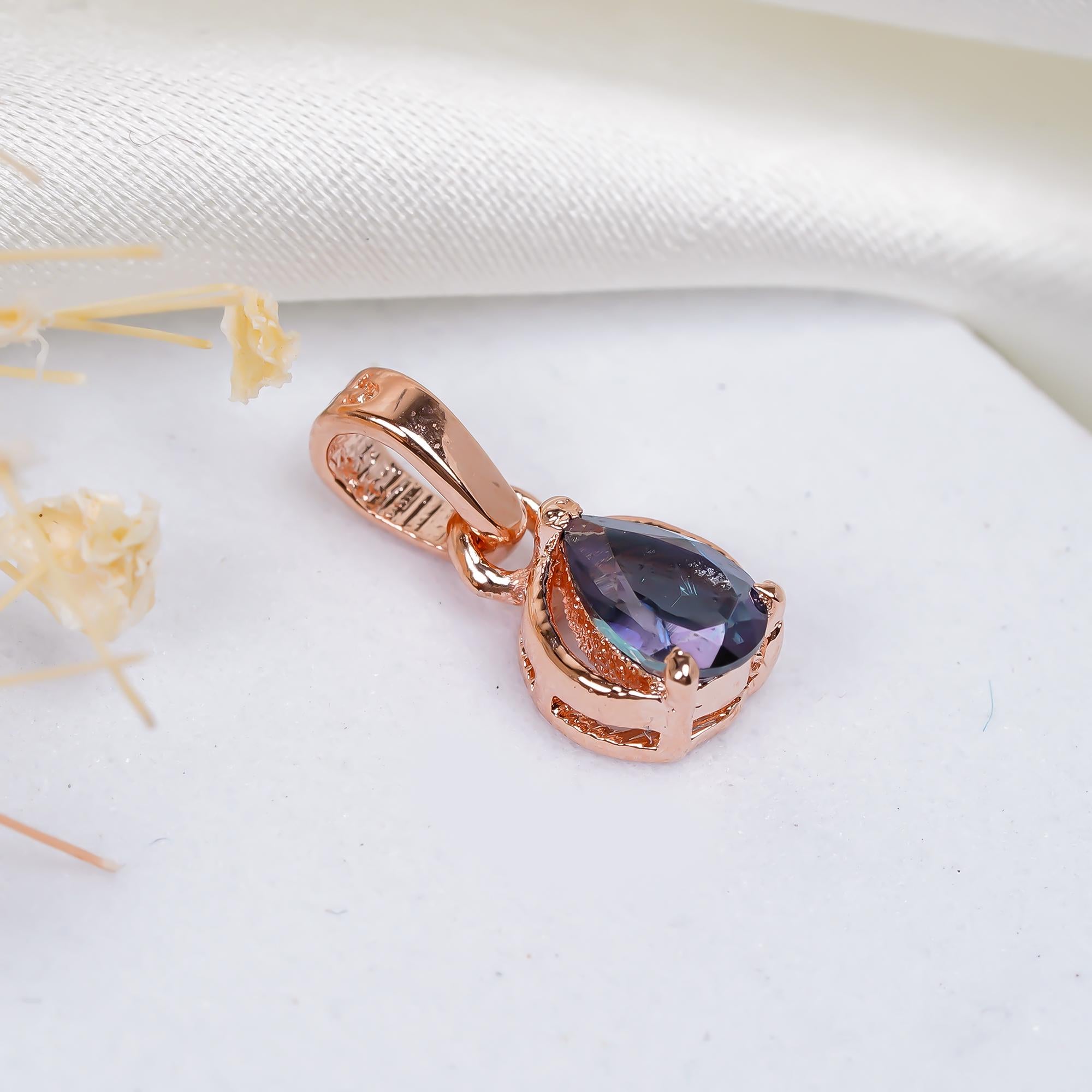 Handmade London Blue Topaz Pendant: 925 Sterling Silver Pear Gemstone