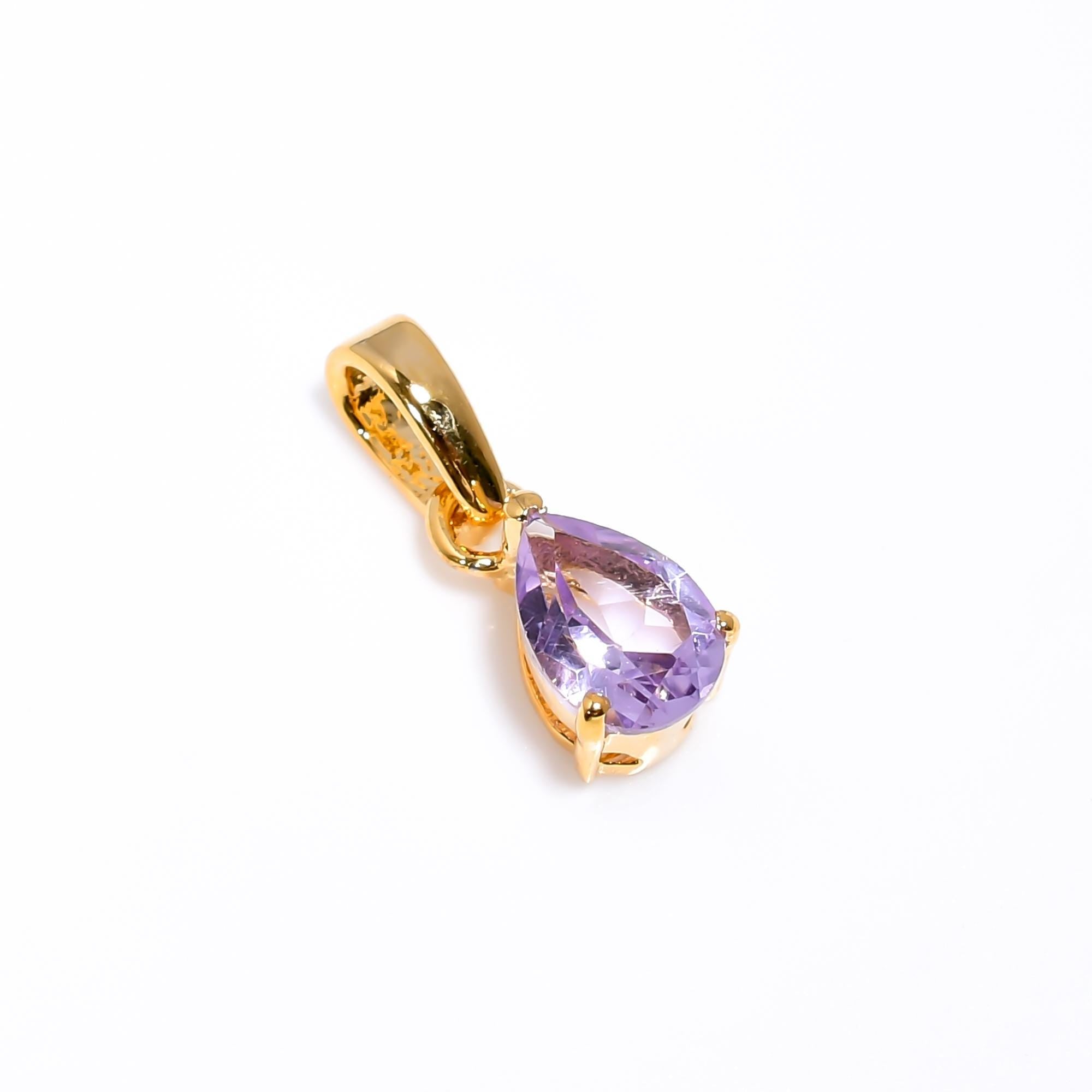 Handmade Pink Amethyst Pendant: 925 Sterling Silver Pear Gemstone