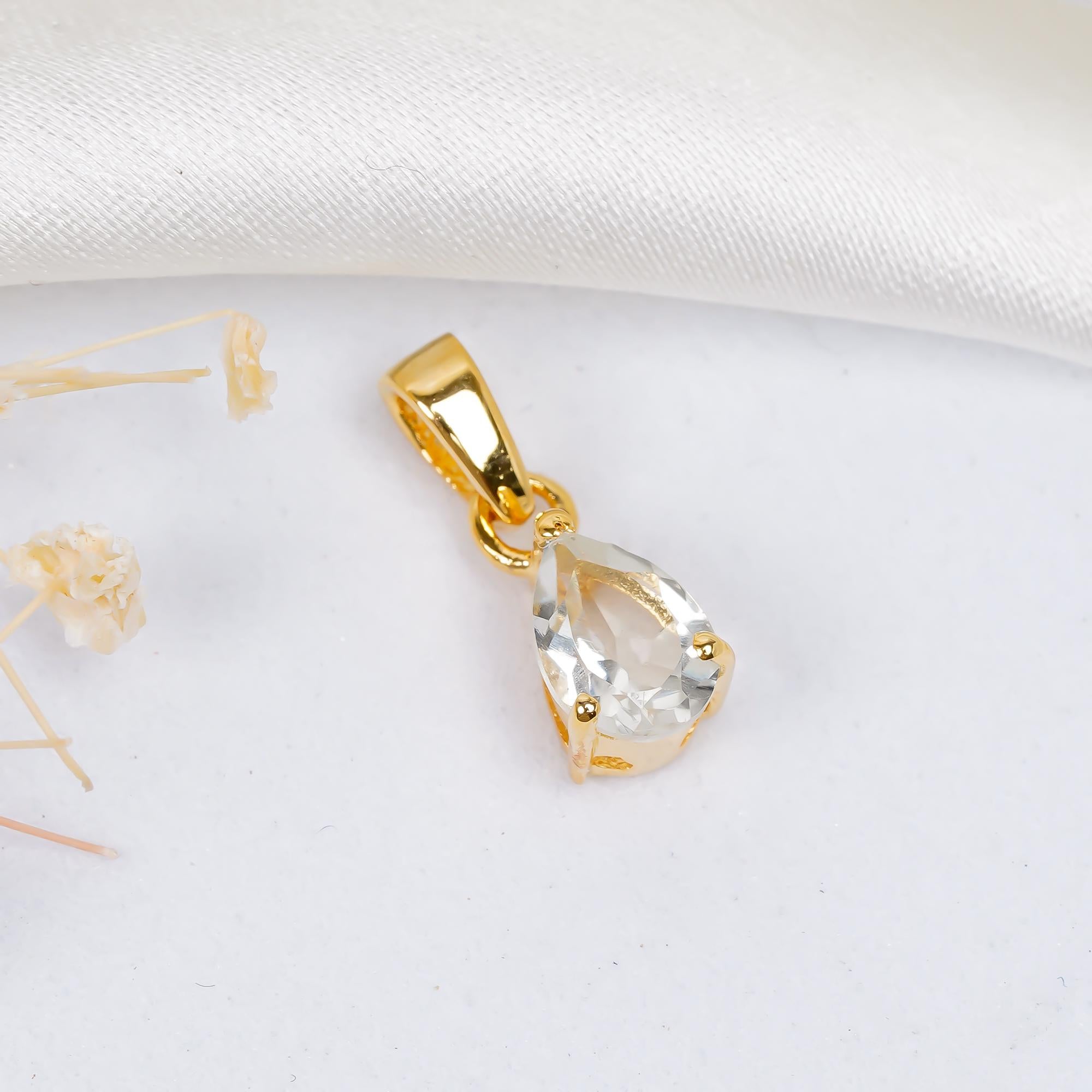 Green Amethyst Pear Pendant: 925 Sterling Silver, Handmade