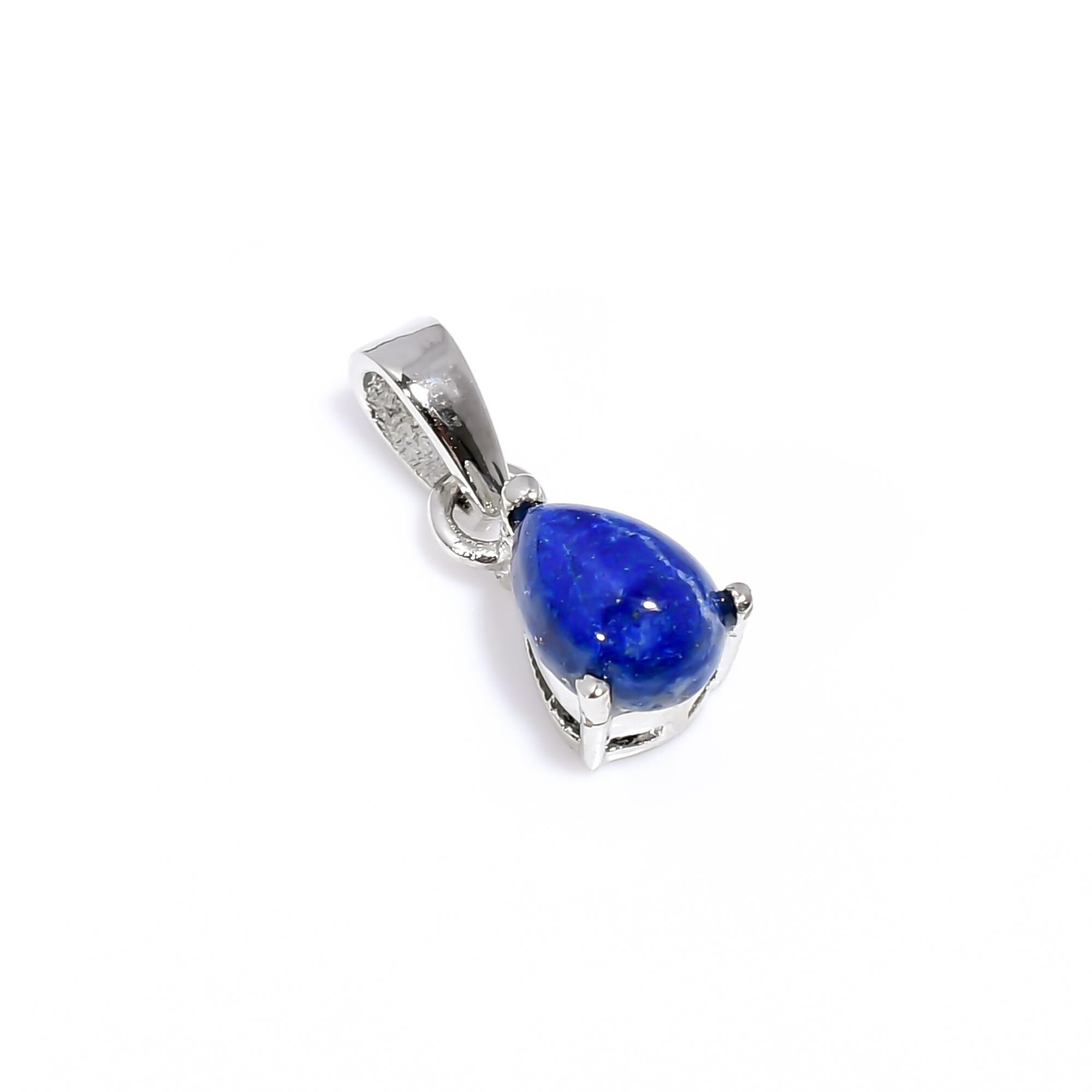 Pear Lapis Lazuli Pendant: 925 Sterling Silver Handmade Jewelry