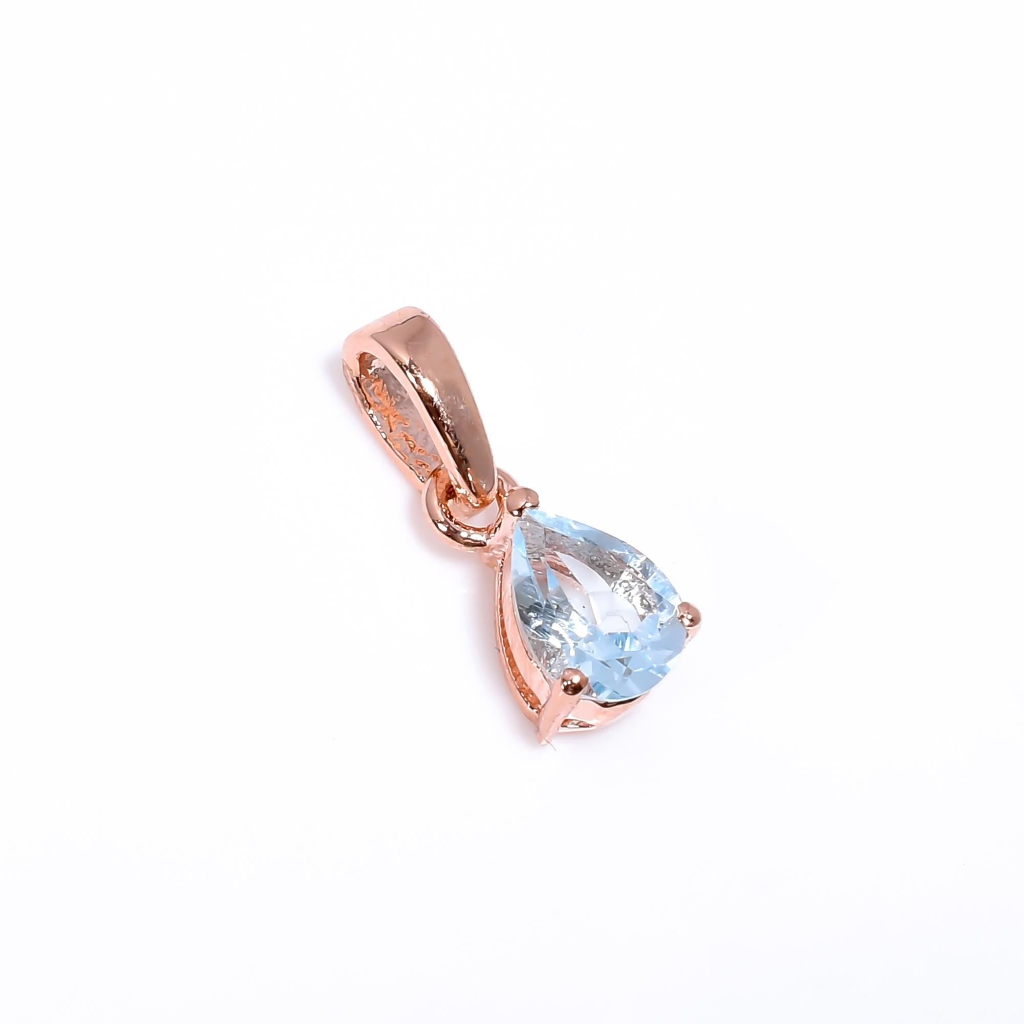 Handmade Sky Blue Topaz Pendant: 925 Sterling Silver Teardrop (5x7mm)