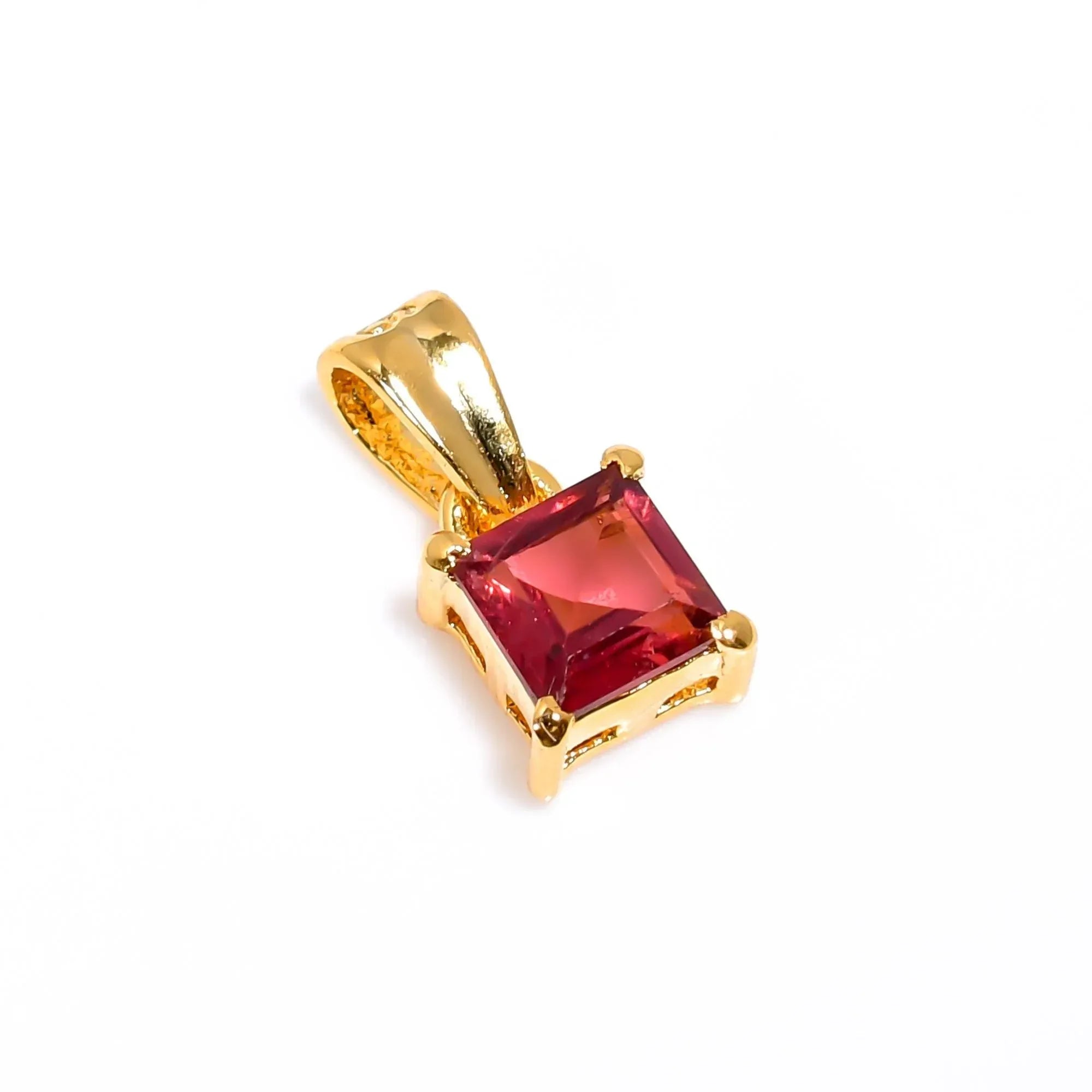 Handmade Square Garnet Pendant: 925 Sterling Silver Jewelry Jewelry