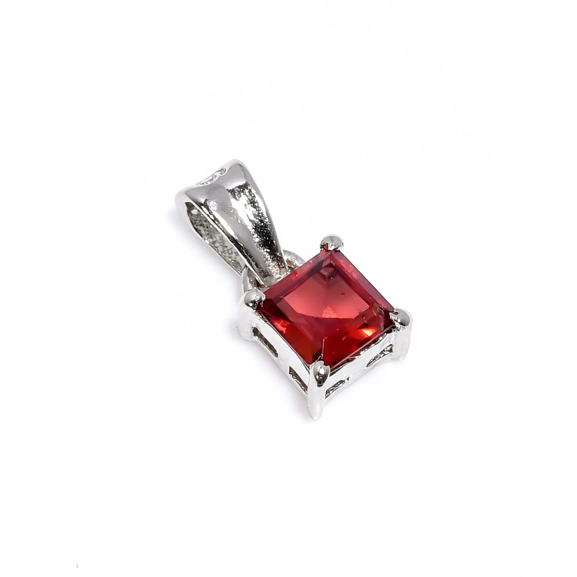 Handmade Square Garnet Pendant: 925 Sterling Silver Jewelry Jewelry