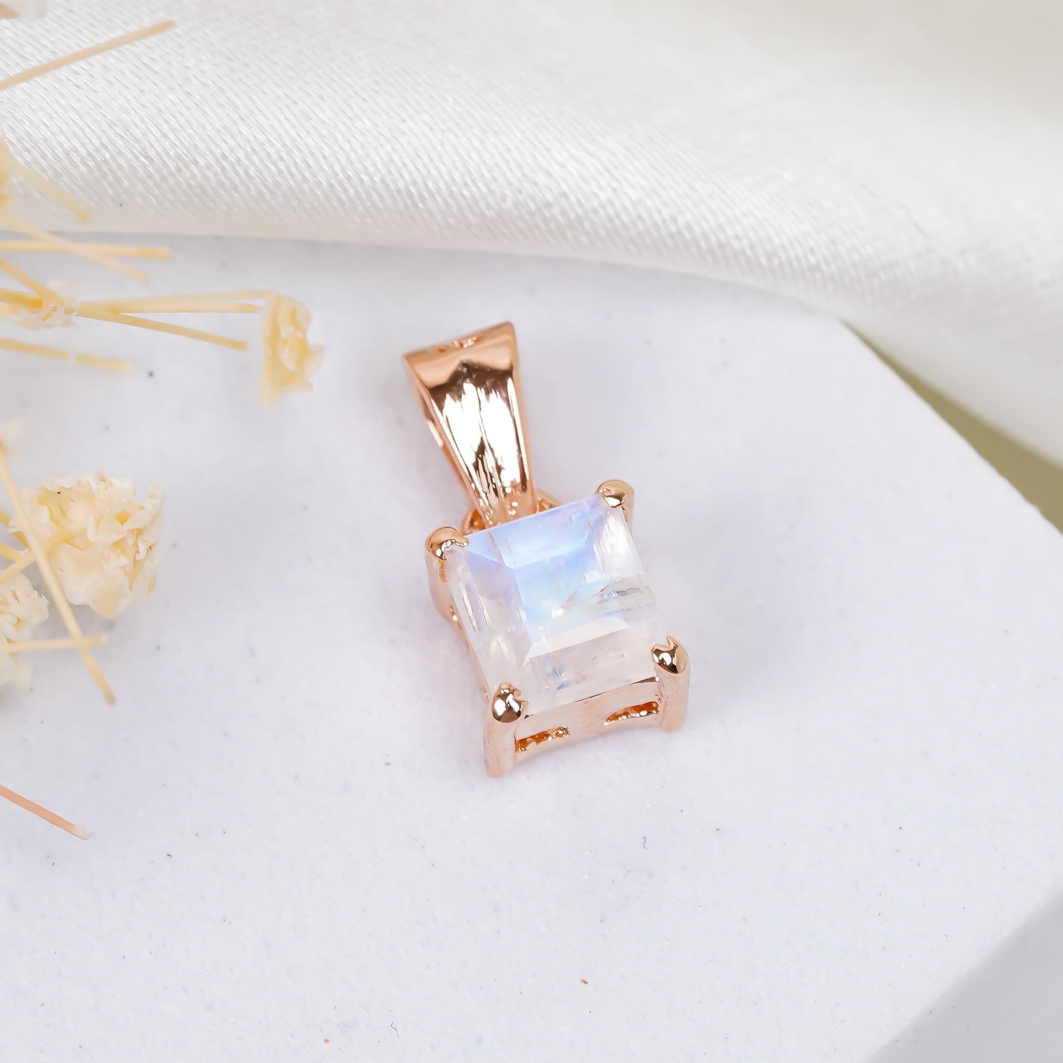 Rainbow Moonstone 925 Sterling Silver Pendant - June Birthstone