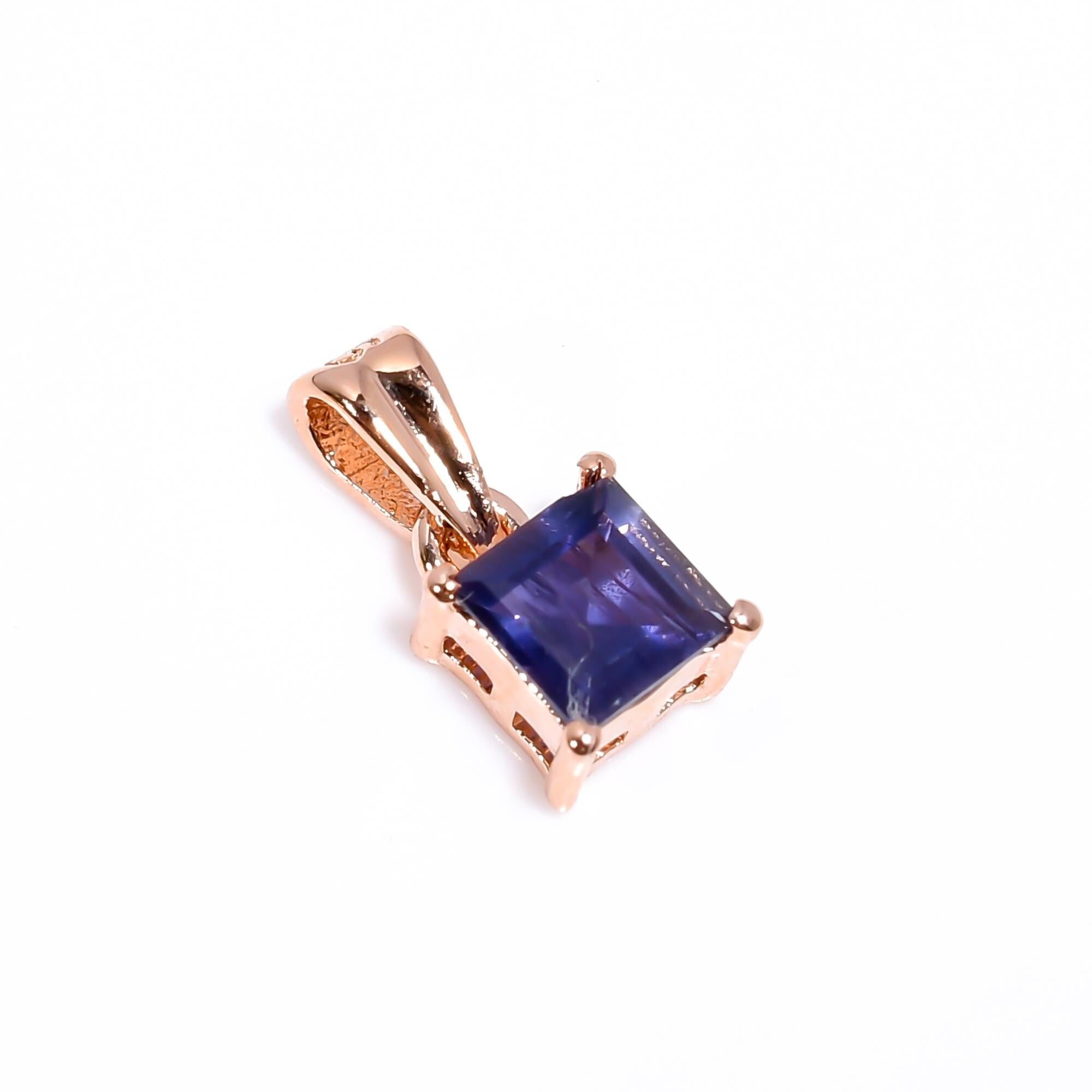 Iolite Pendant: Square Gemstone, 925 Sterling Silver Handmade Jewelry
