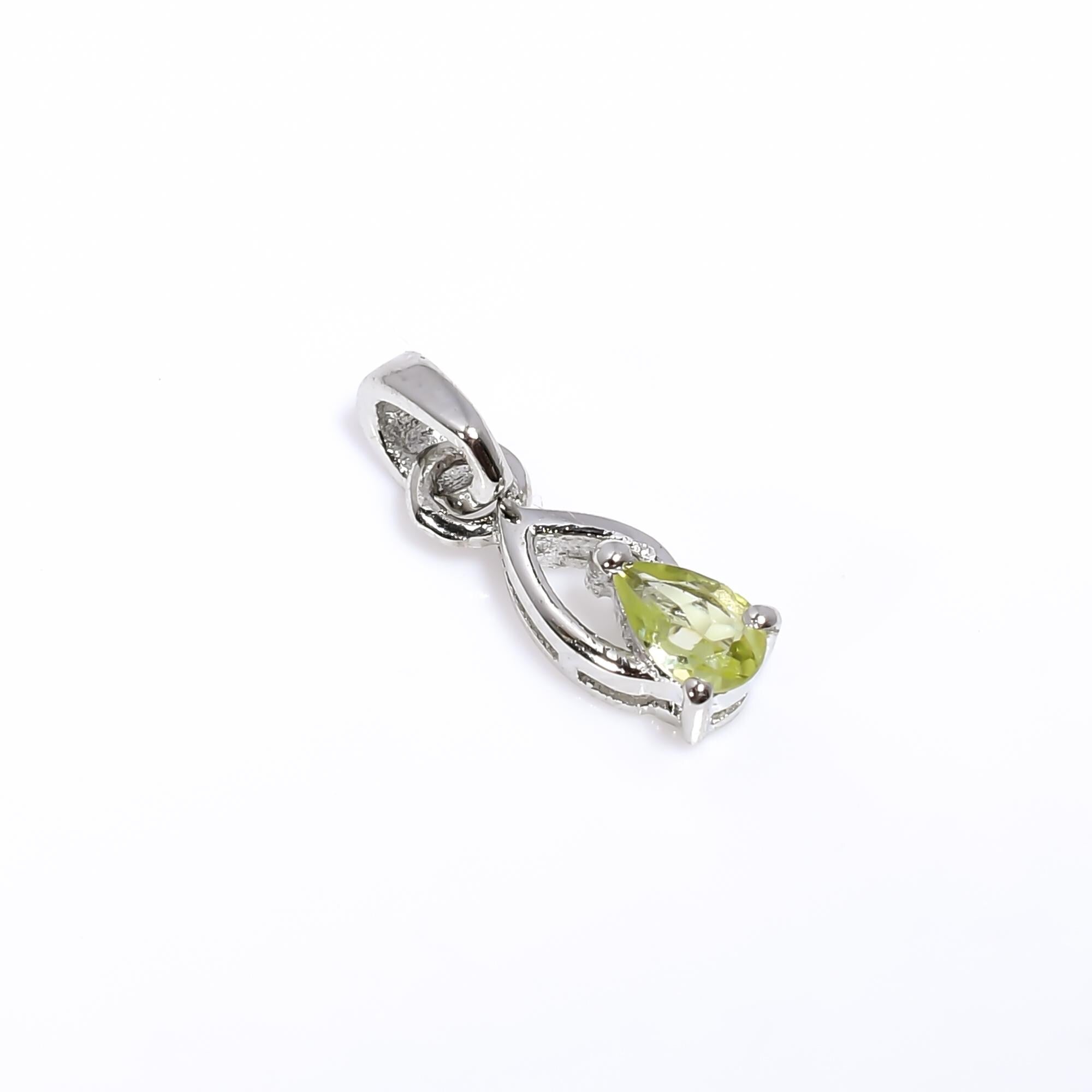 Pear Cut Peridot Pendant: Handmade Sterling Silver Gemstone Jewelry