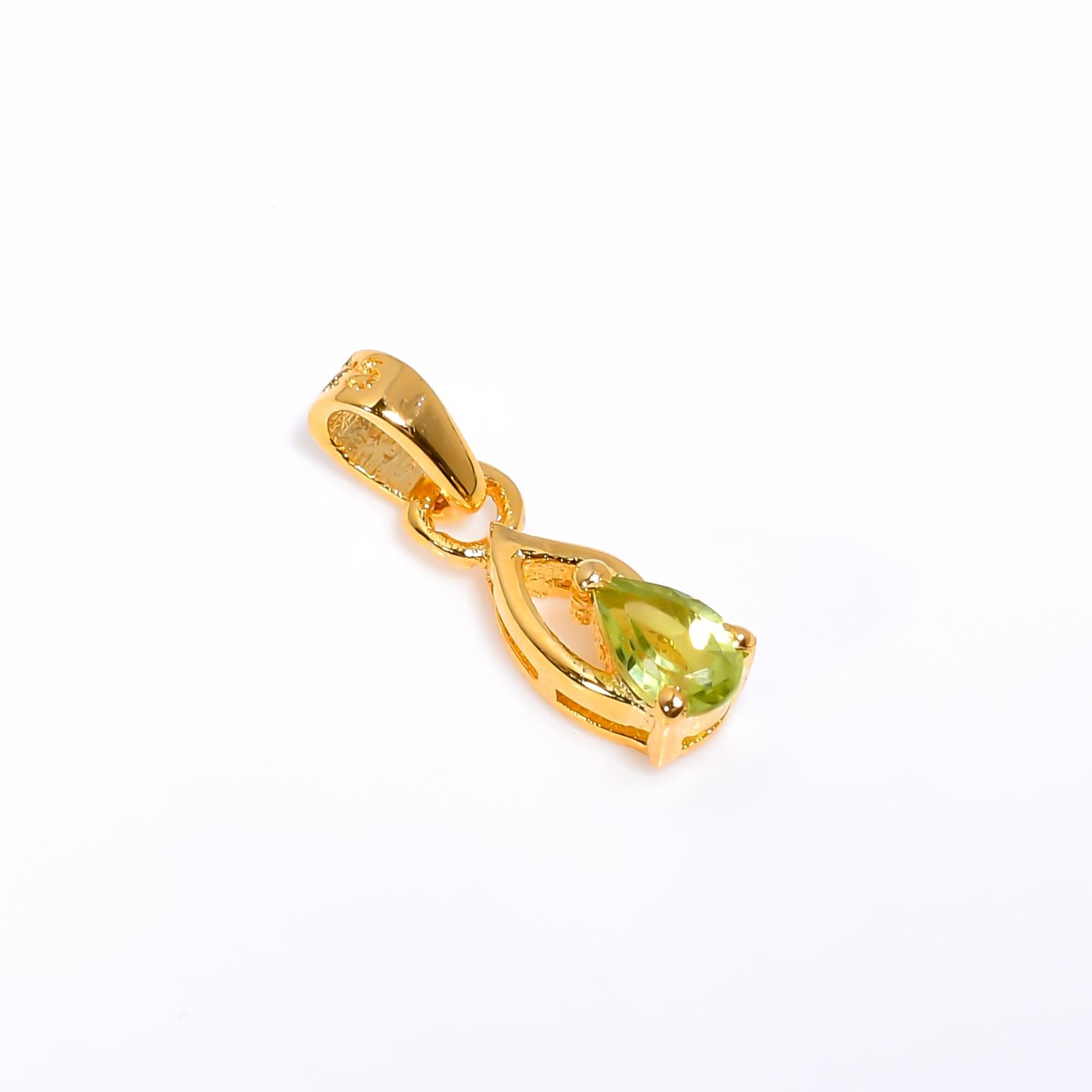 Pear Cut Peridot Pendant: Handmade Sterling Silver Gemstone Jewelry
