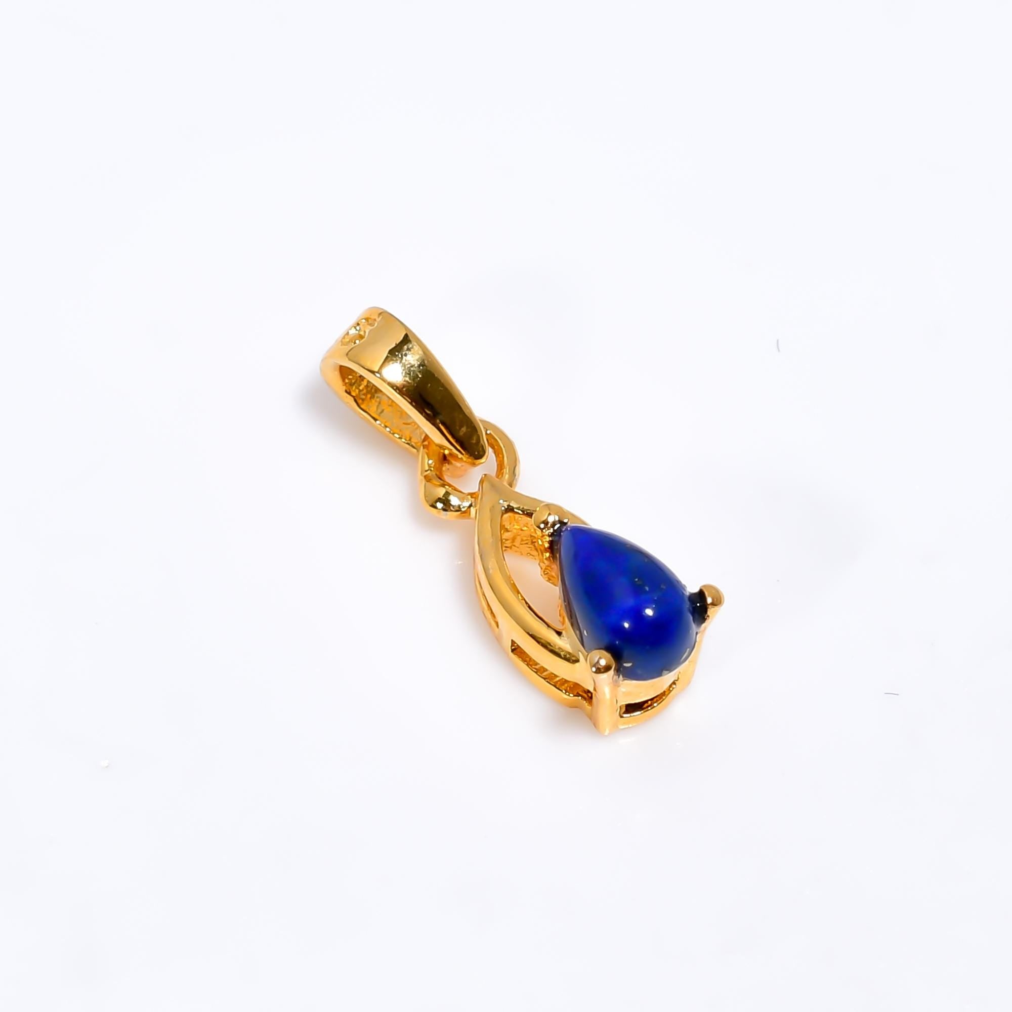 Handmade Lapis Lazuli 925 Sterling Silver Pear Pendant