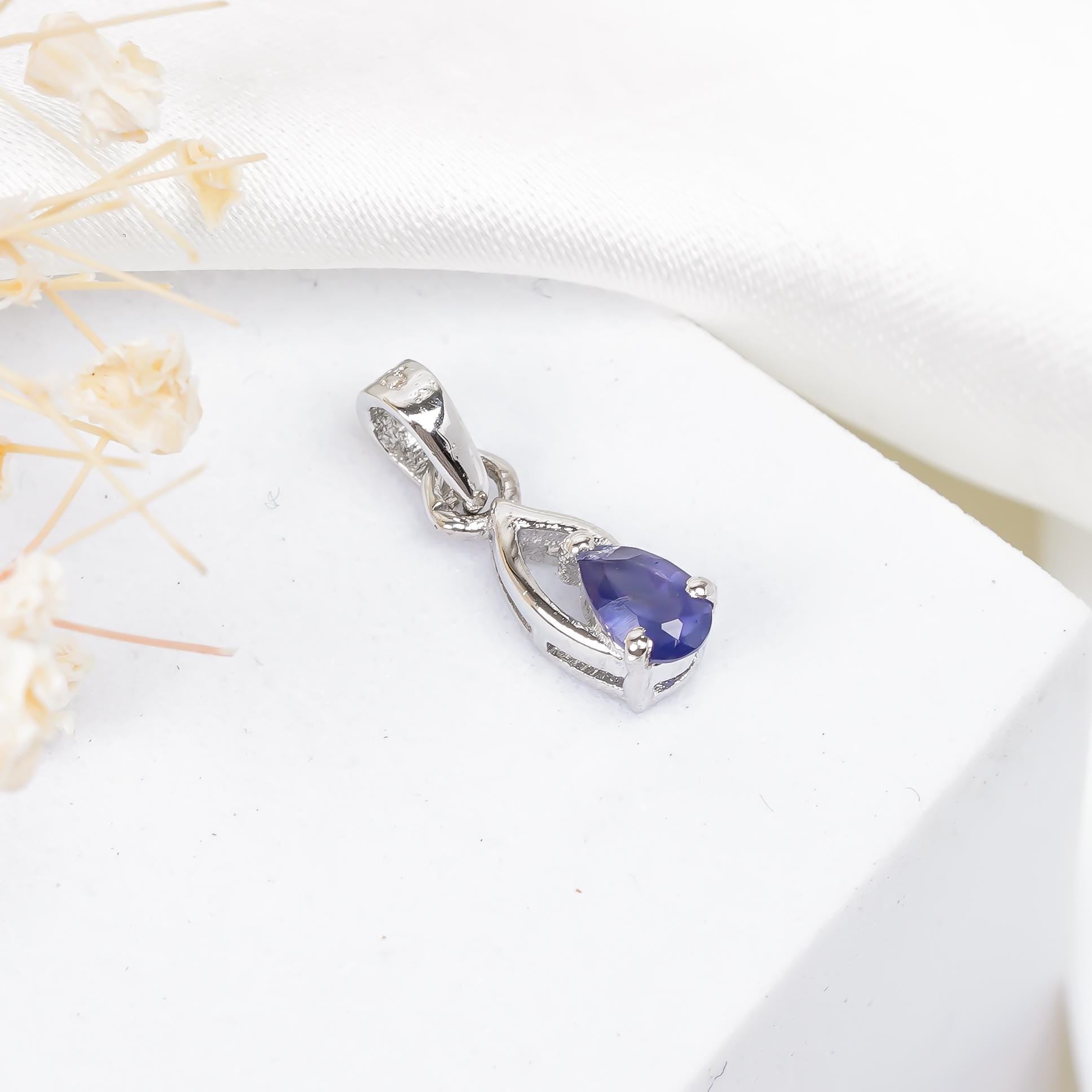 Pear Iolite Pendant: 925 Sterling Silver Gemstone Jewelry