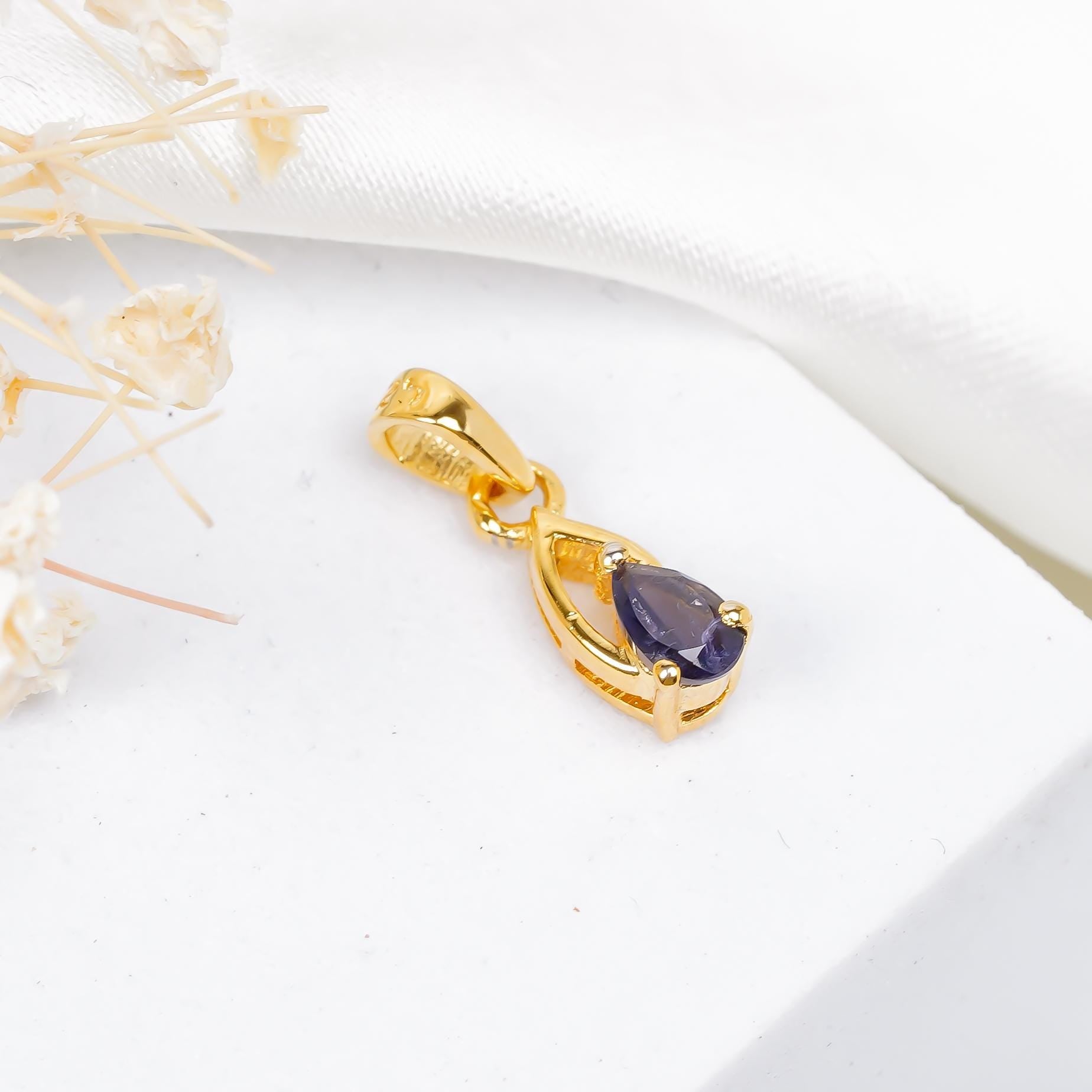 Pear Iolite Pendant: 925 Sterling Silver Gemstone Jewelry