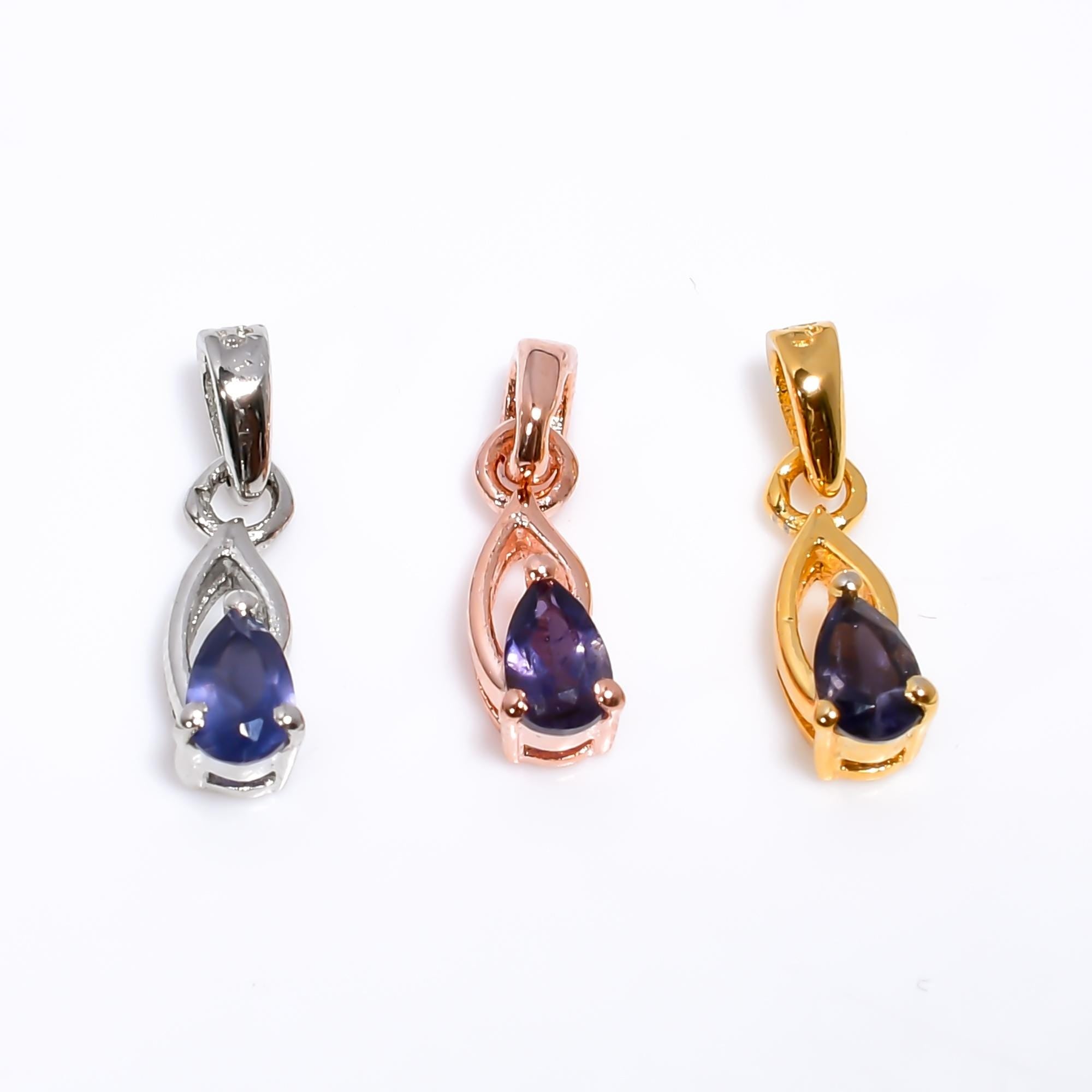 Pear Iolite Pendant: 925 Sterling Silver Gemstone Jewelry