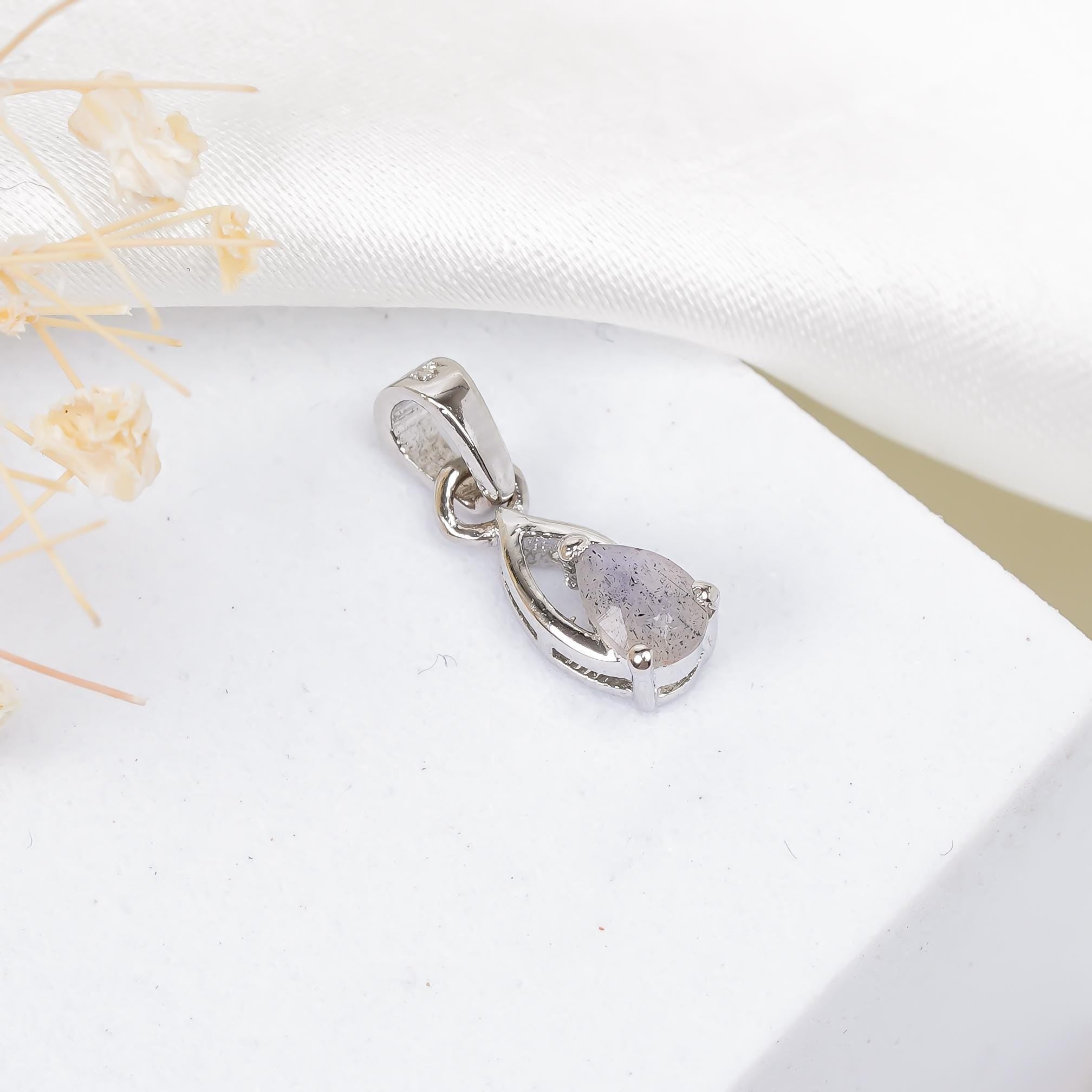 Blue Fire Labradorite 925 Sterling Silver Pear Pendant