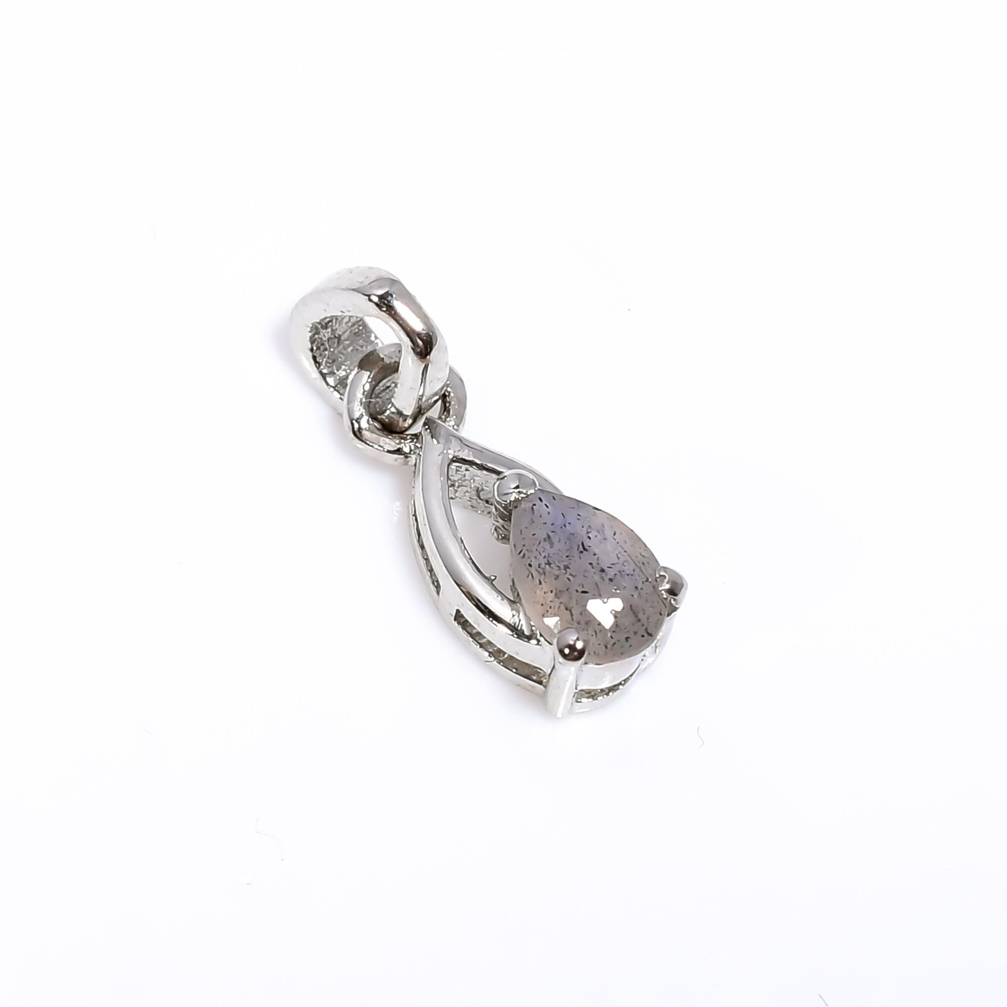 Blue Fire Labradorite 925 Sterling Silver Pear Pendant