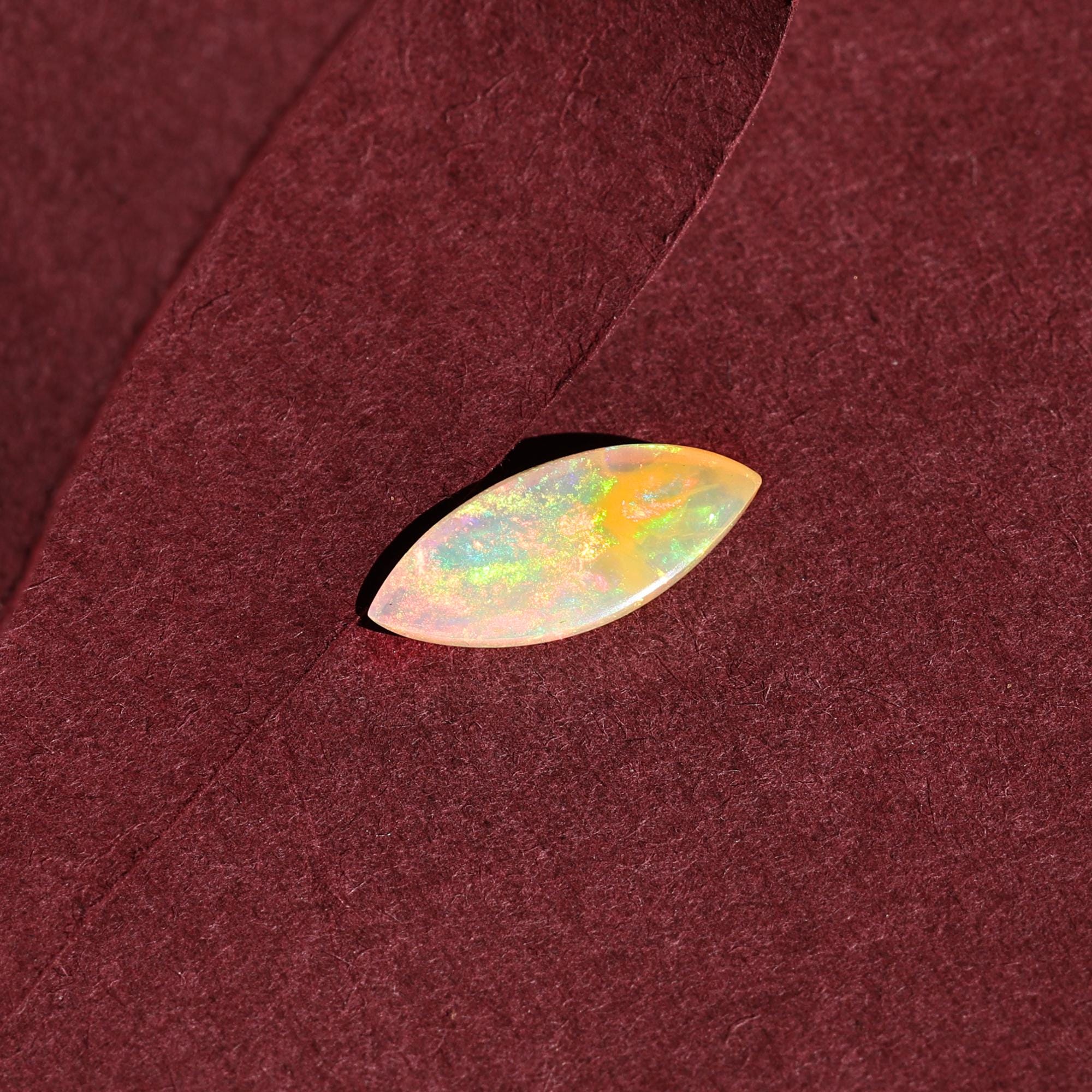 1.56 Carat Marquise White Ethiopian Opal Cabochon: Fire Opal Gemstone