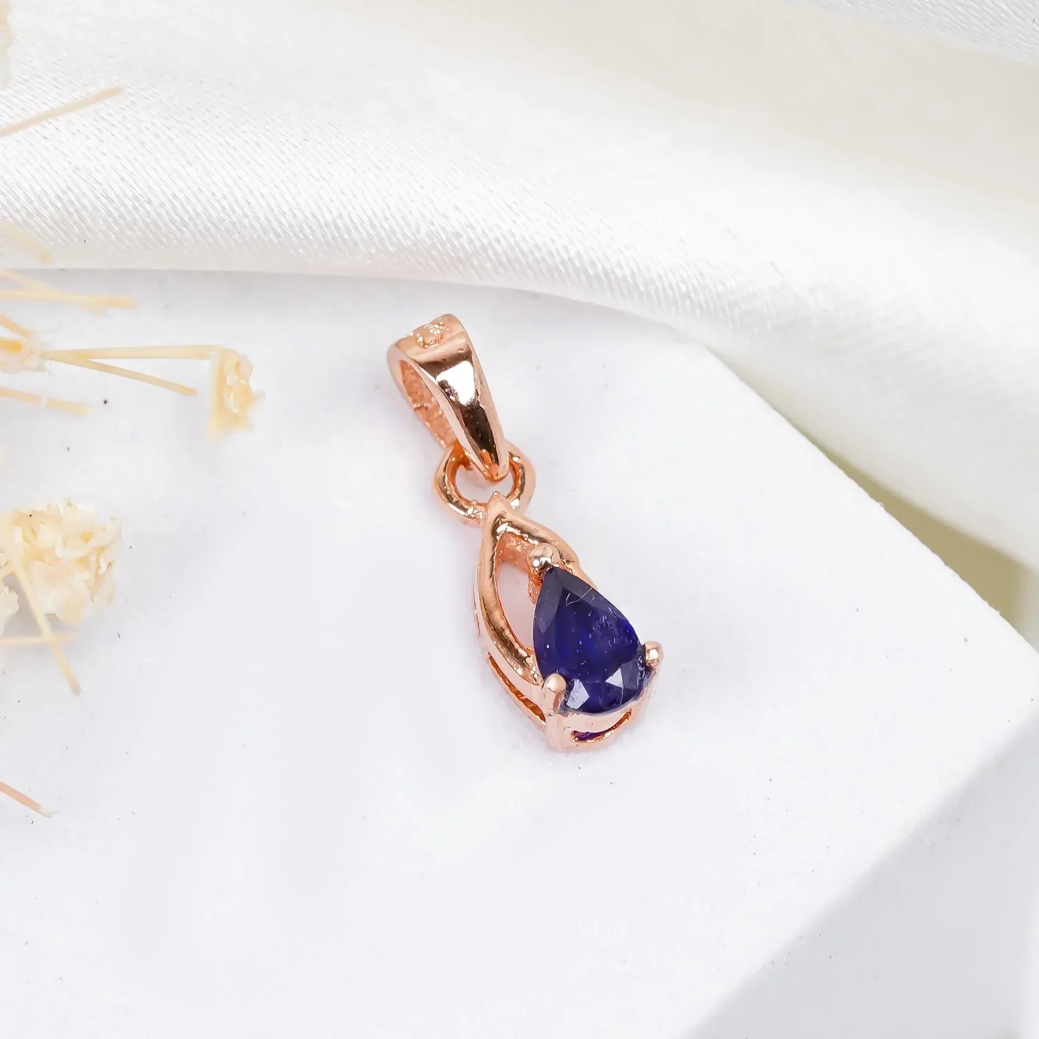 Handmade Pear Blue Sapphire Pendant: 925 Sterling Silver Gemstone Jewelry Jewelry